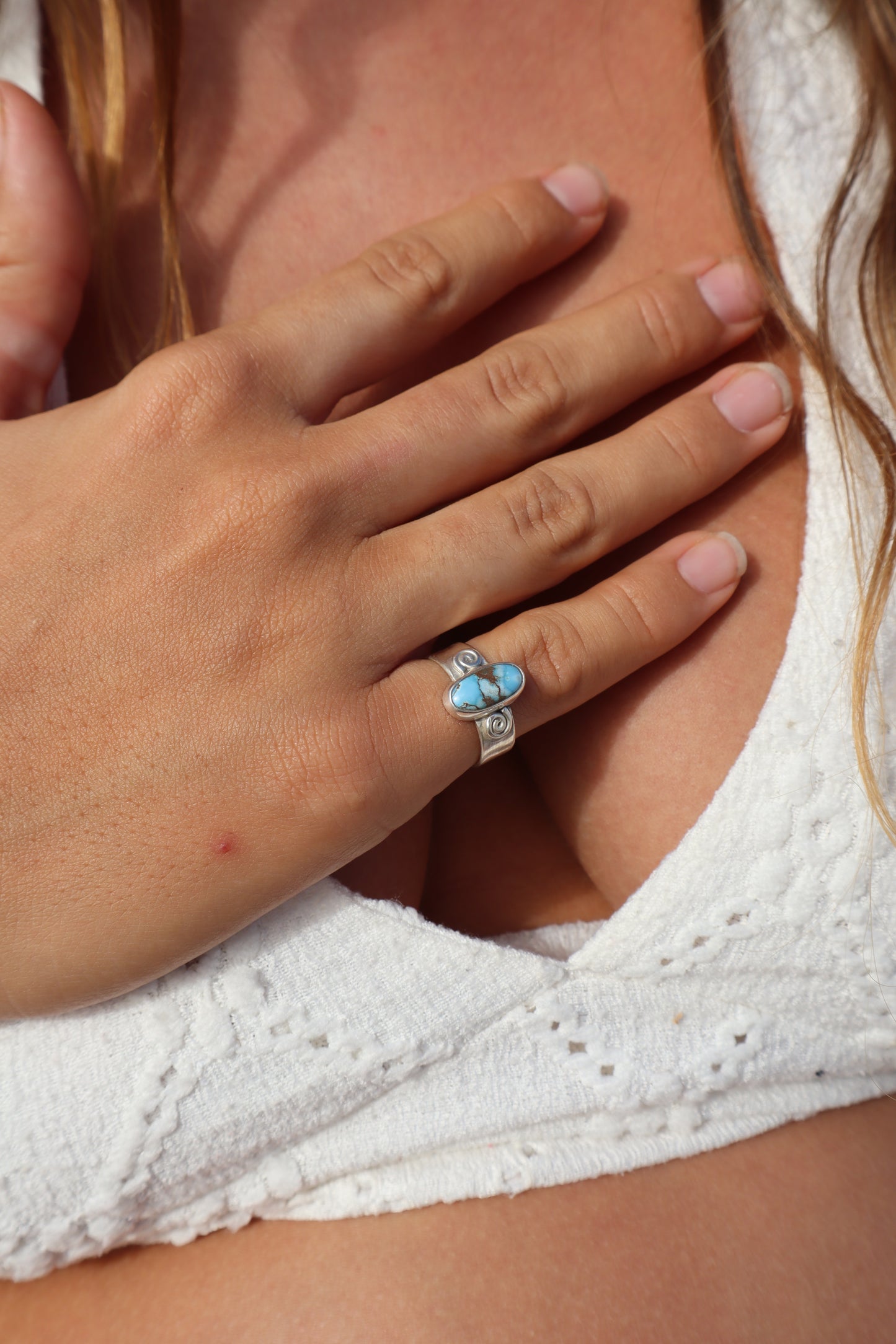 Spiral Turquoise Ring SIZE L 1/2 - 6