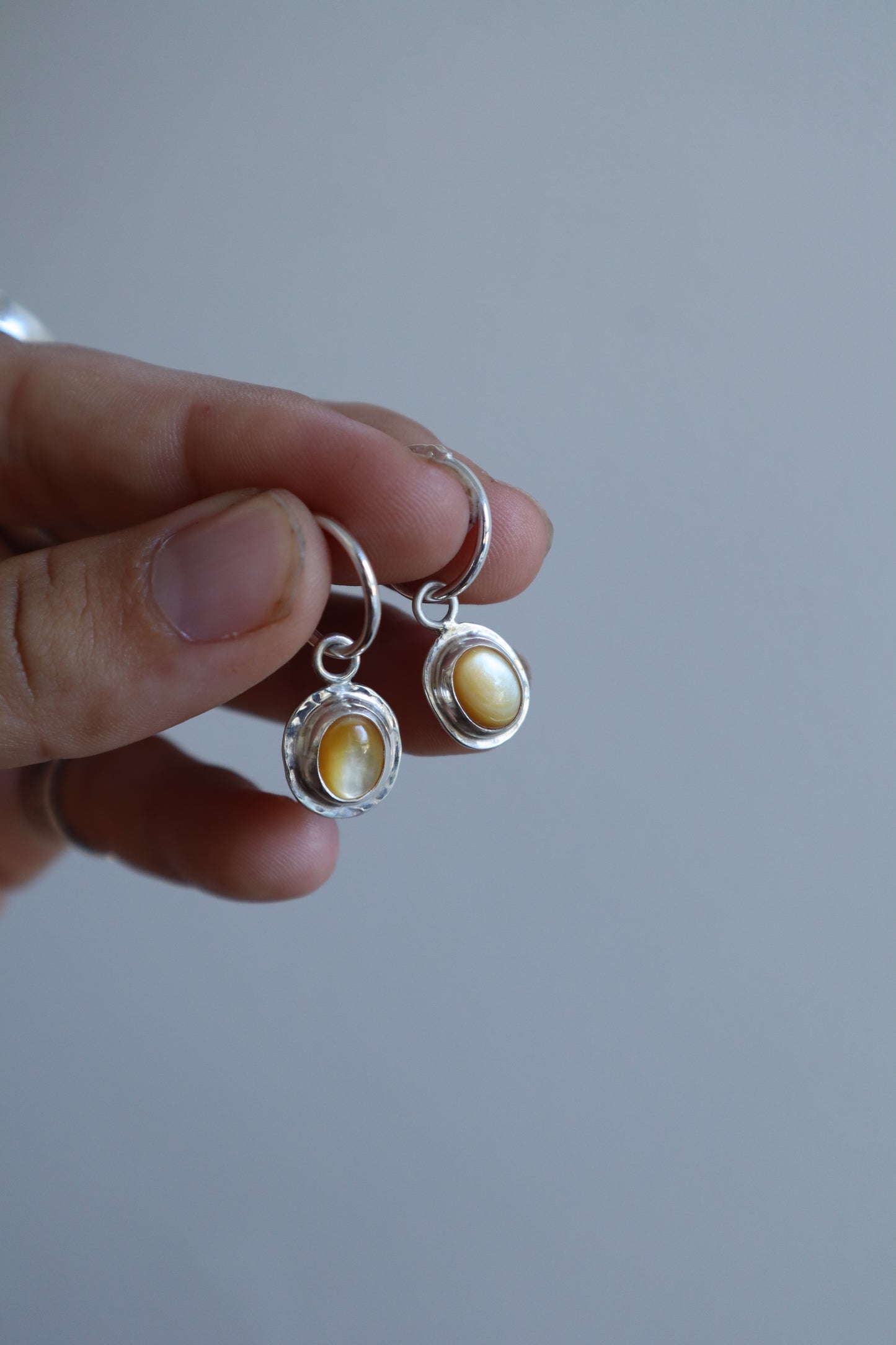 Yellow Mother of Pearl Hoops