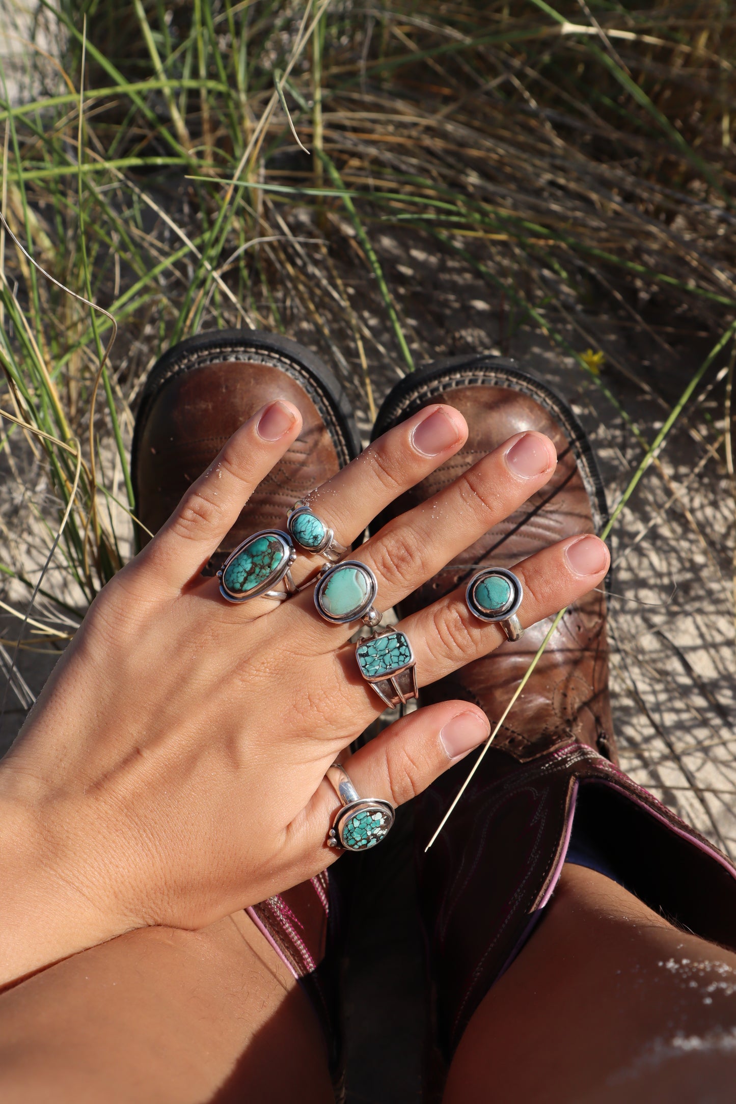Round Turquoise Ring SIZE M 1/2 - 6 1/4