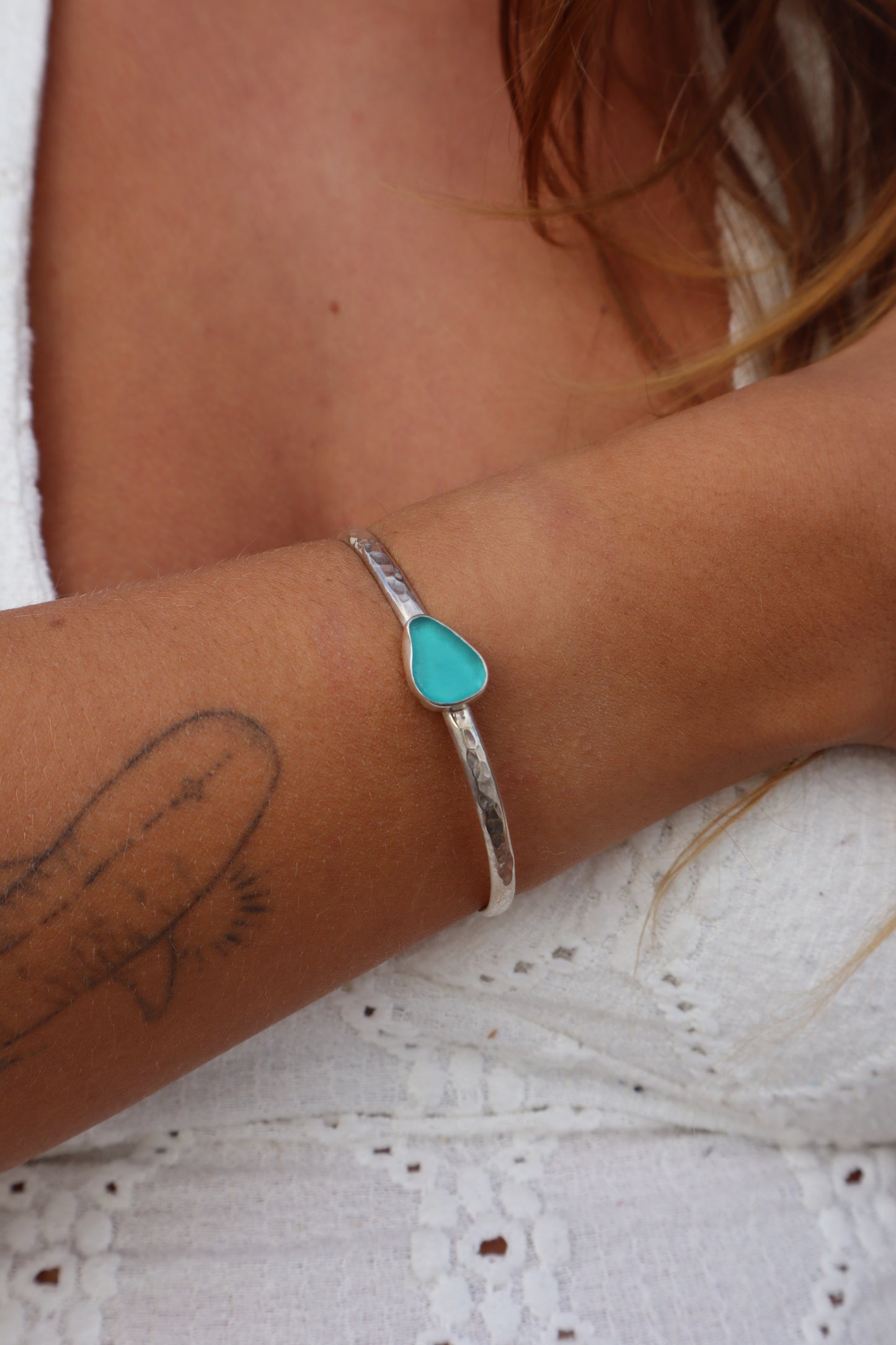 Blue Sea Glass Wanderer Cuff