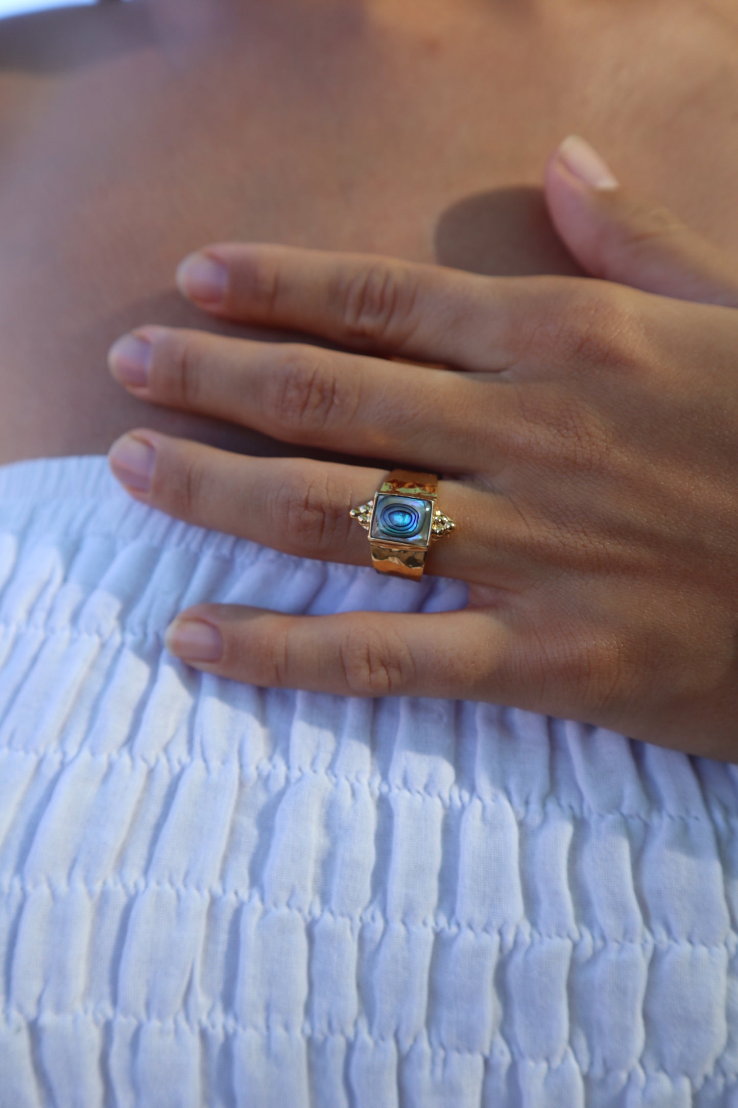 Textured Abalone Ring SIZE 7.5