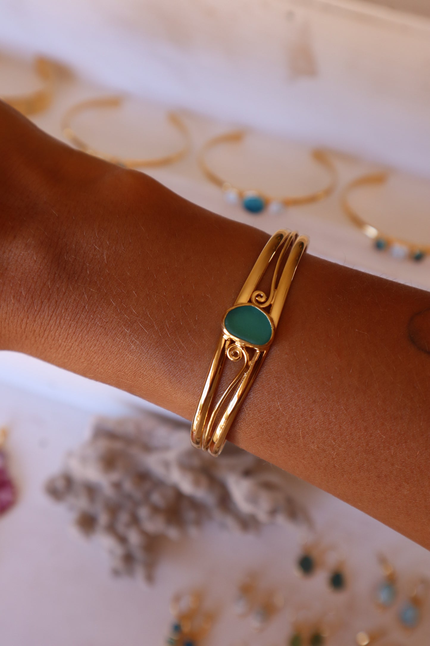Spiral Seaglass Tidal Cuff