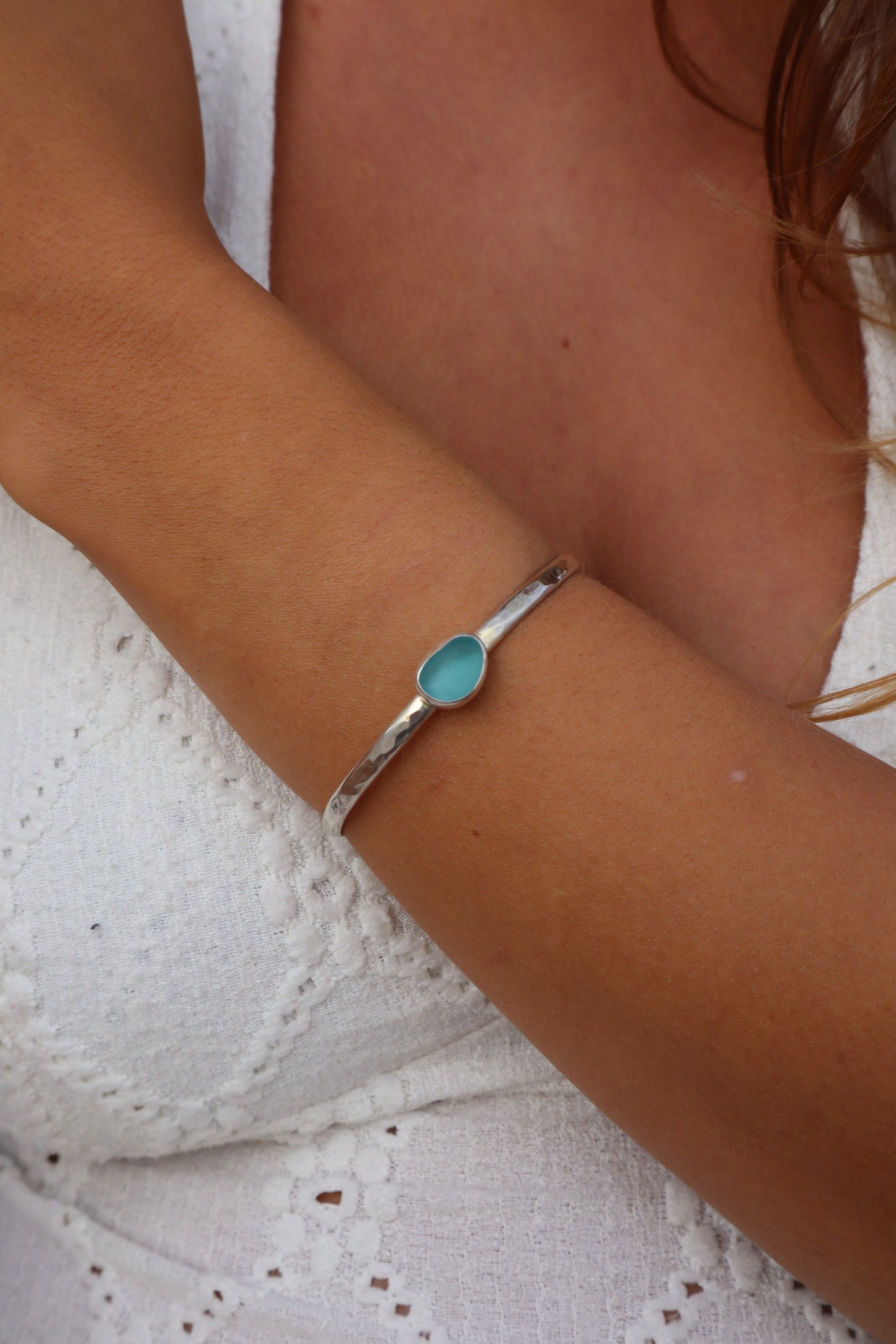 Blue Sea Glass Wanderer Cuff