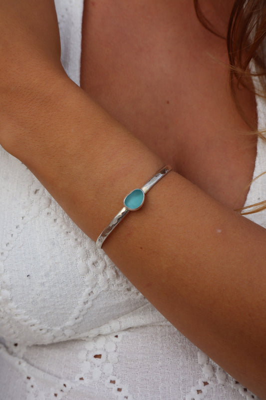 Blue Sea Glass Wanderer Cuff