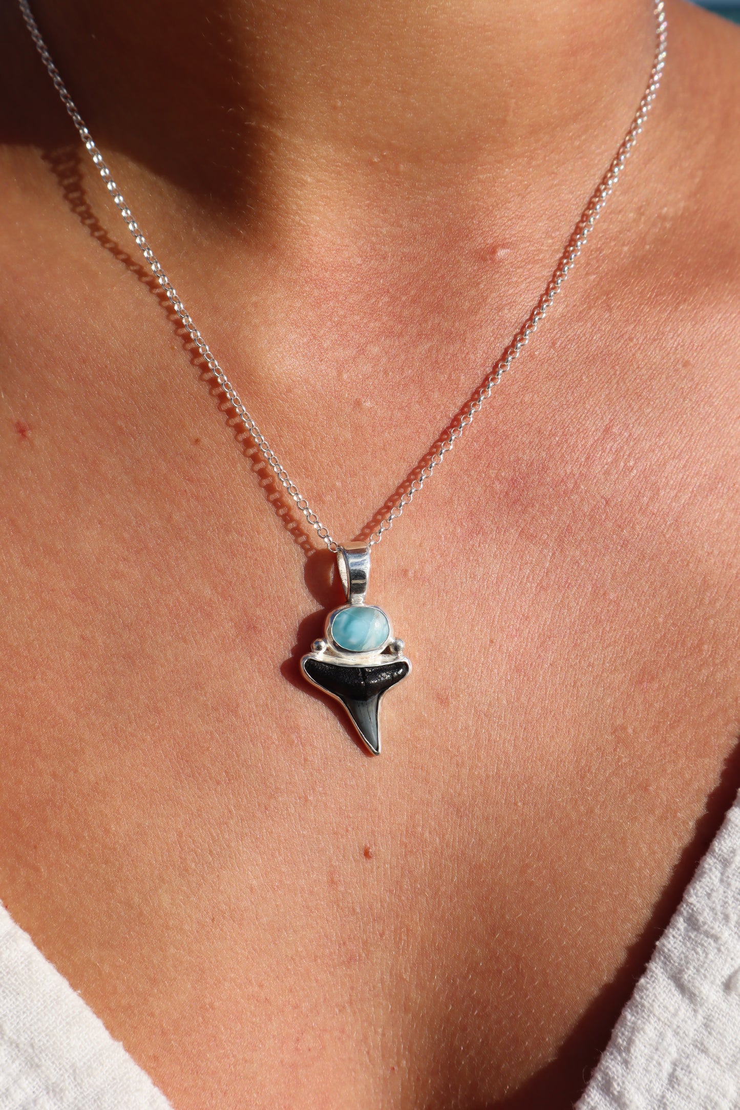Larimar x Shark Tooth Pendant