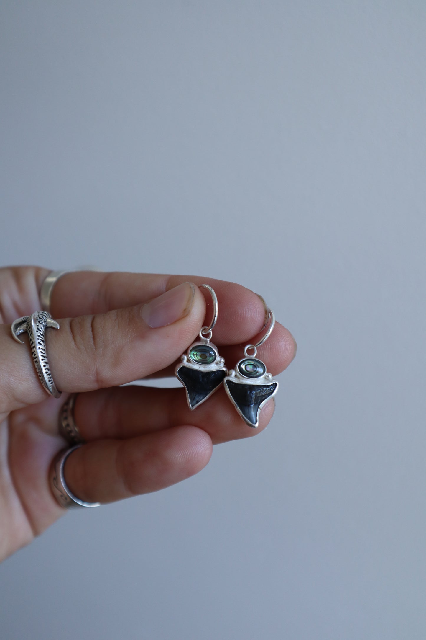 Shark Tooth x Abalone Hoops