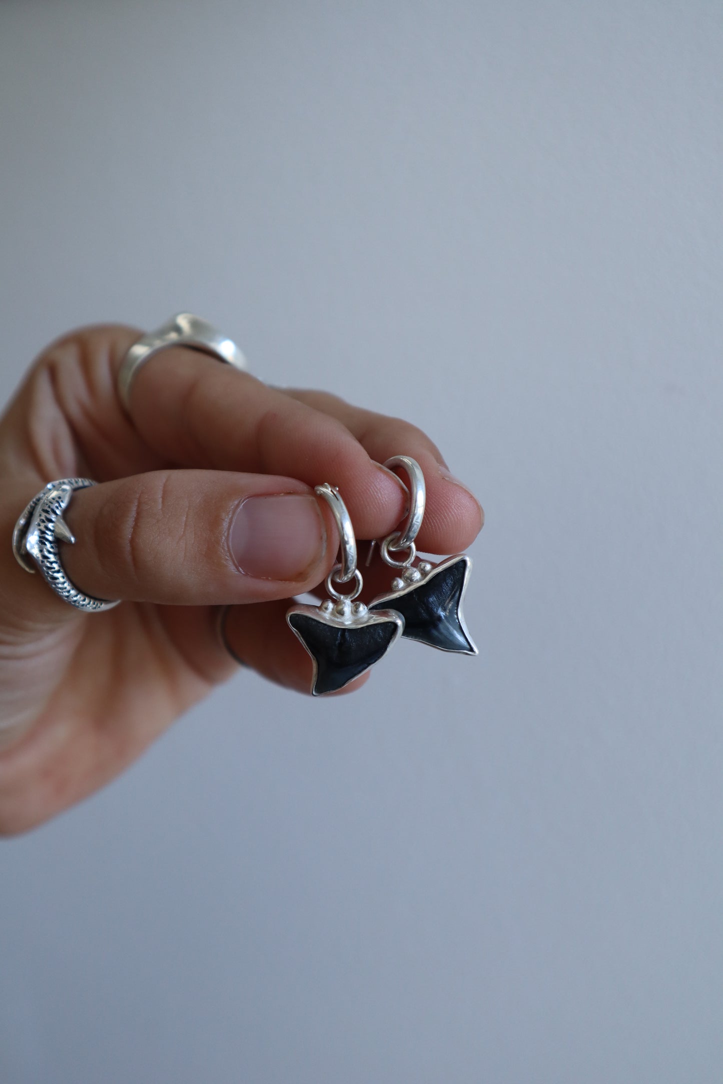Fossilised Shark Tooth Hoops