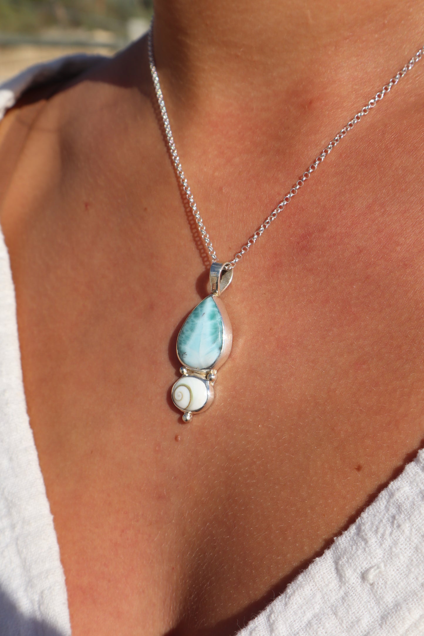 Larimar x Operculum Pendant