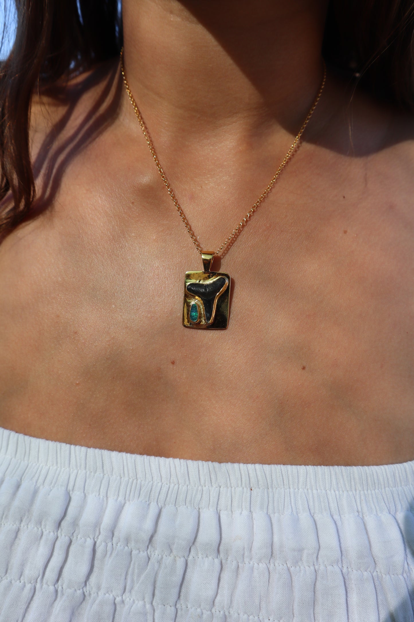 Shark Tooth x Opal Frame Pendant