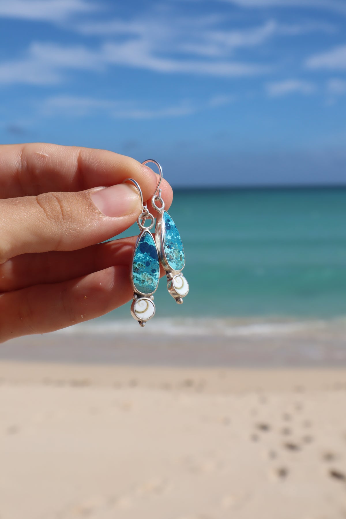 Shattuckite x Operculum Earrings