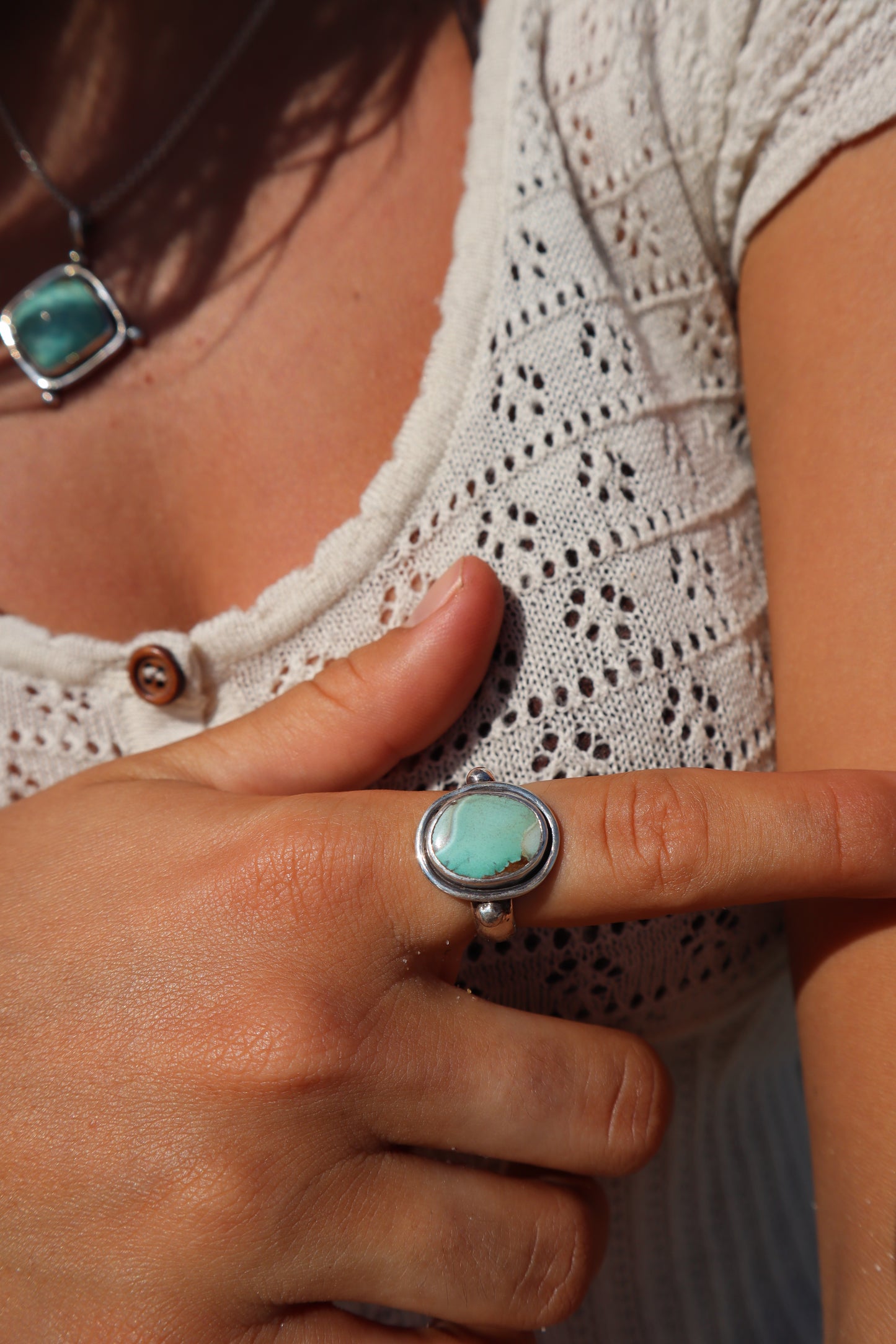 Hubei Turquoise Ring SIZE Q 1/2 - 8 1/2