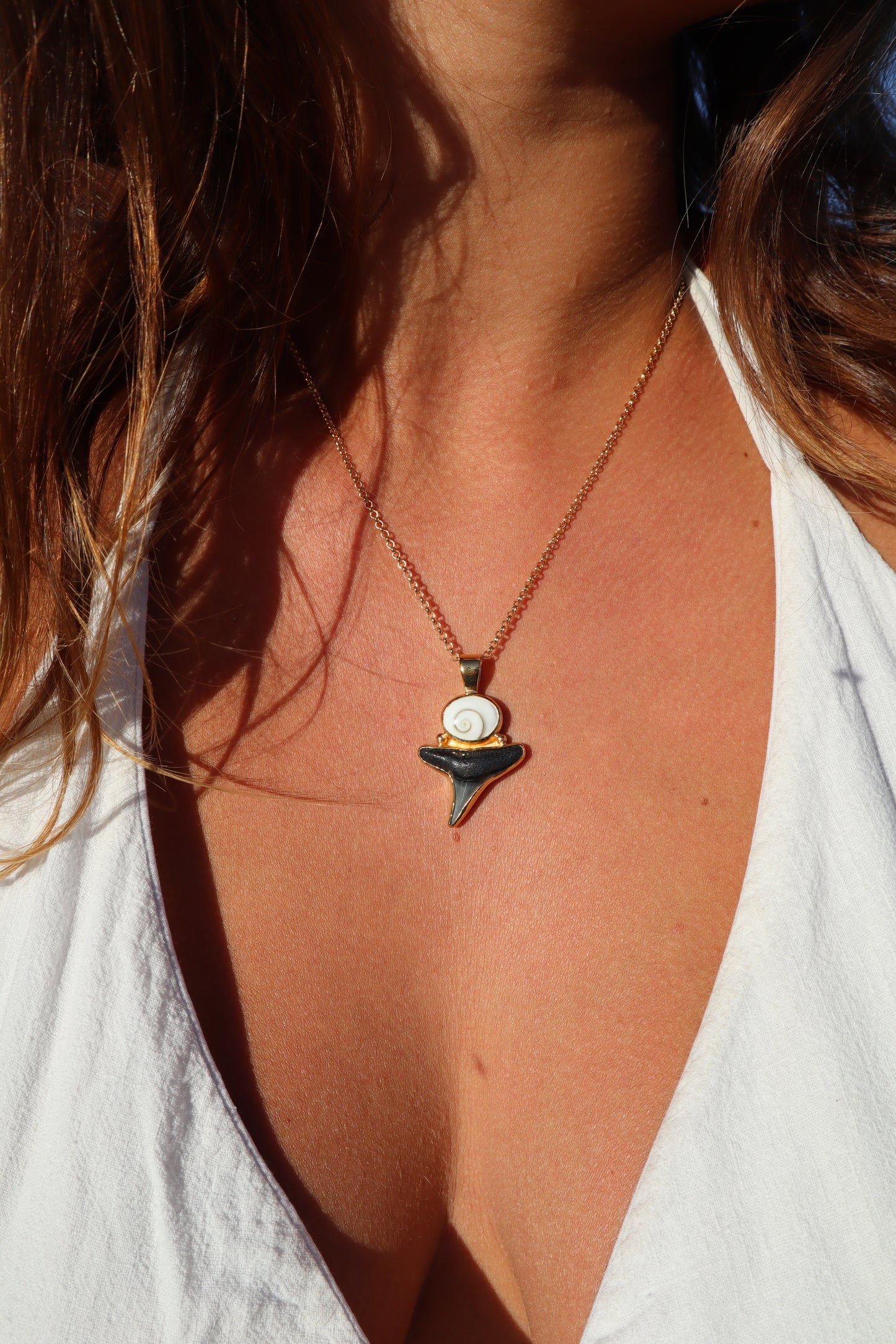 Operculum x Fossilised Shark Tooth Pendant