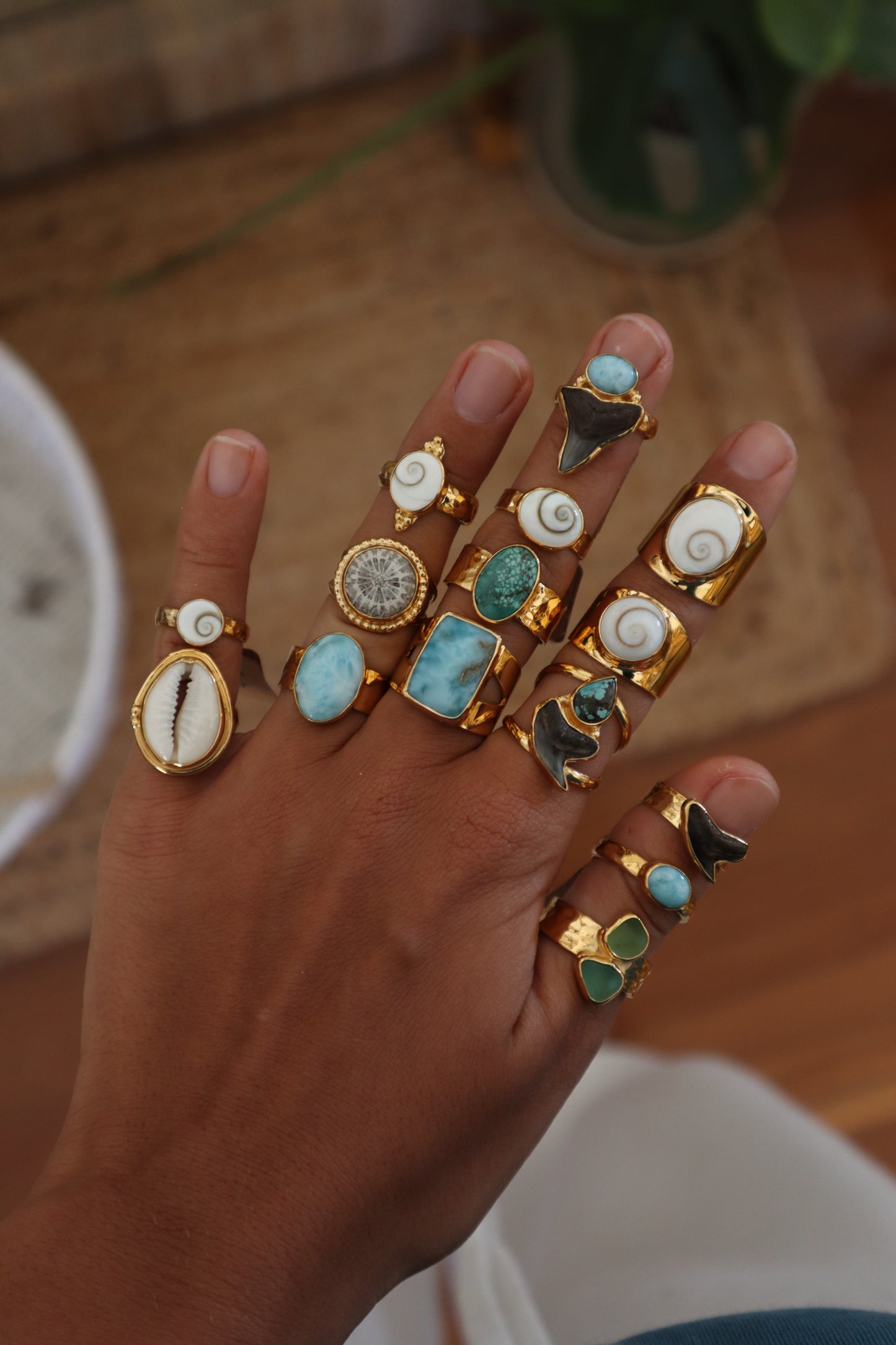 Textured Turquoise Ring SIZE 10 - T 1/2