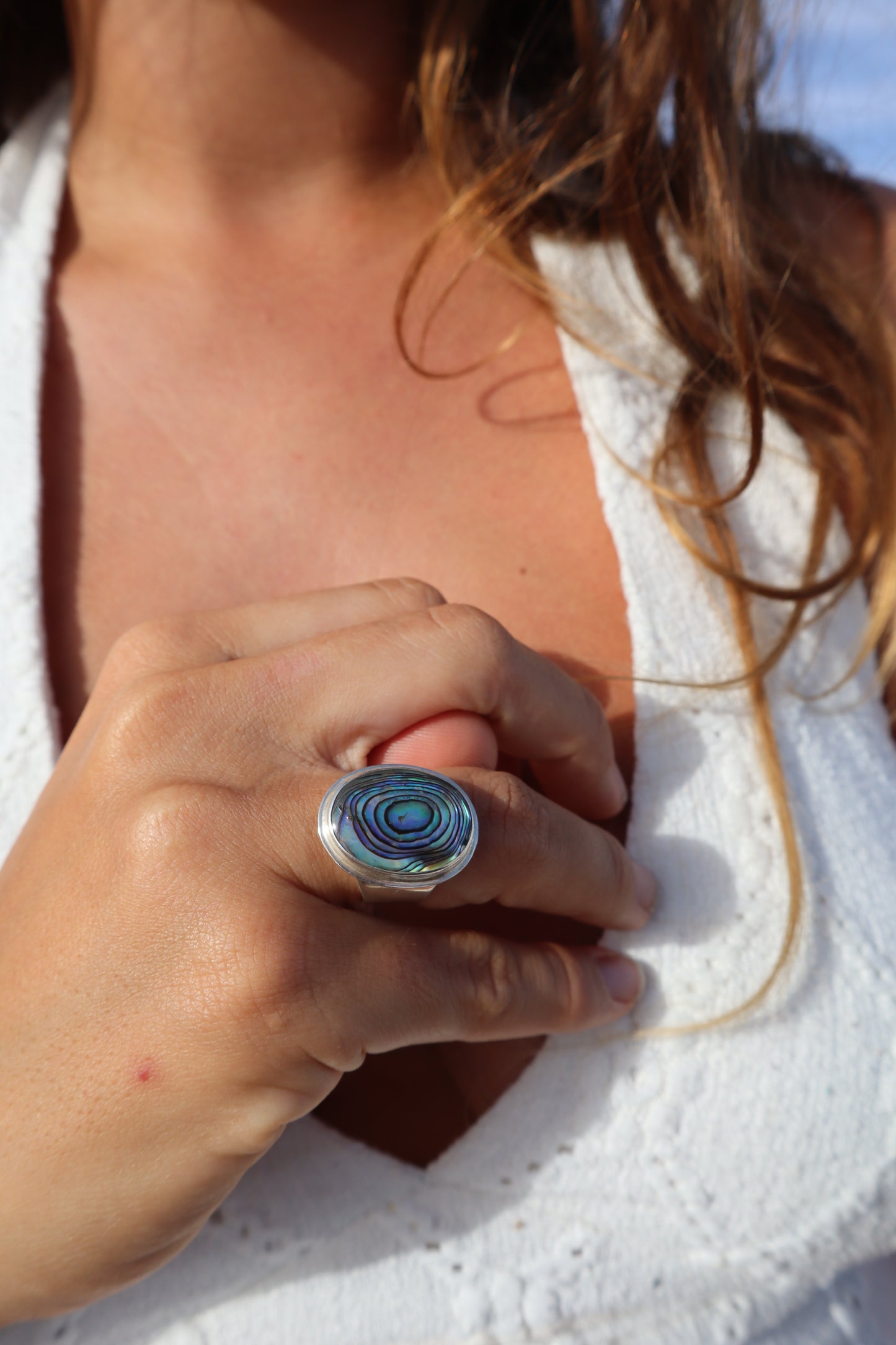 Chunky Abalone Ring SIZE O 1/2 - 7 1/2