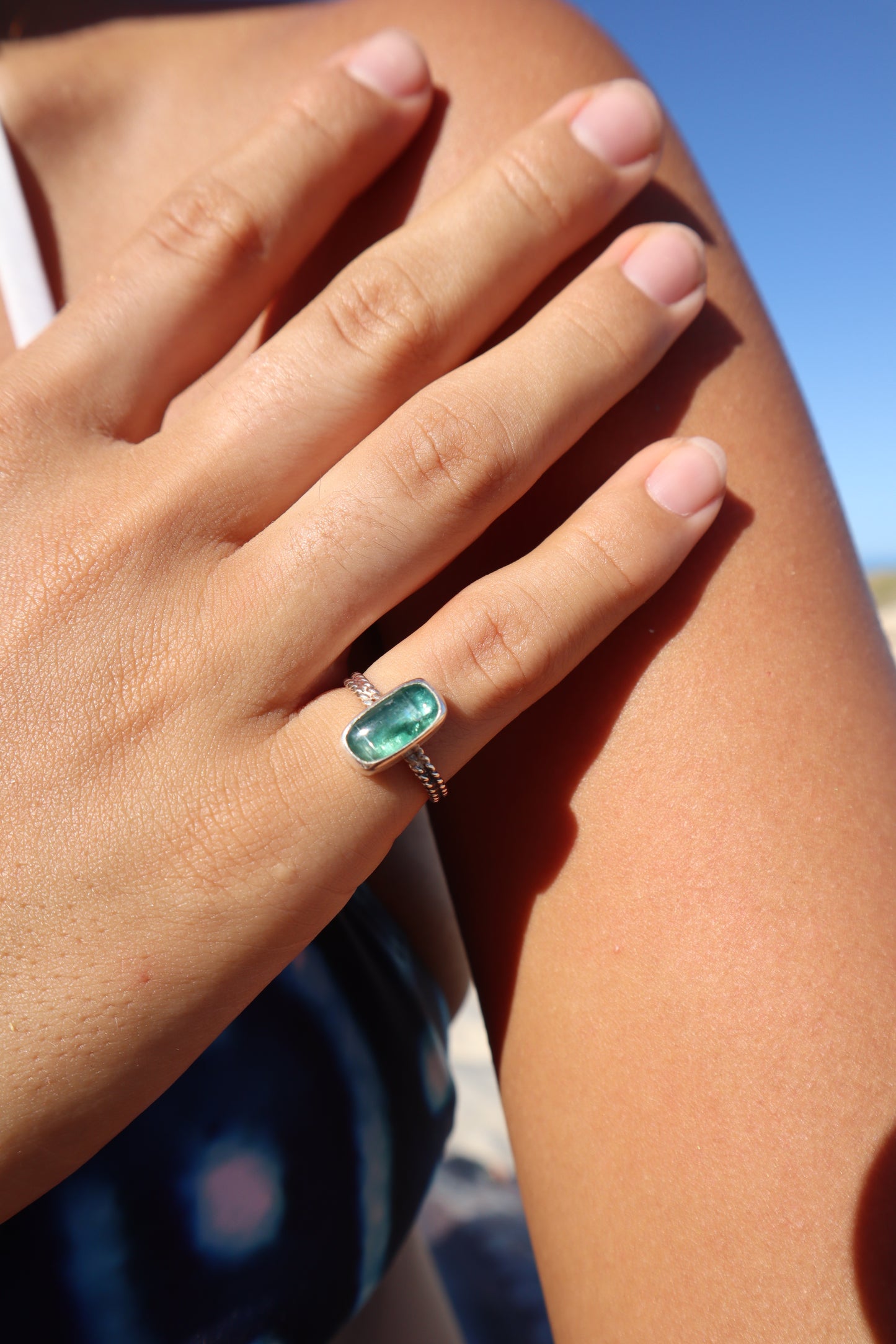 Dainty Apatite Ring SIZE L - 5 3/4