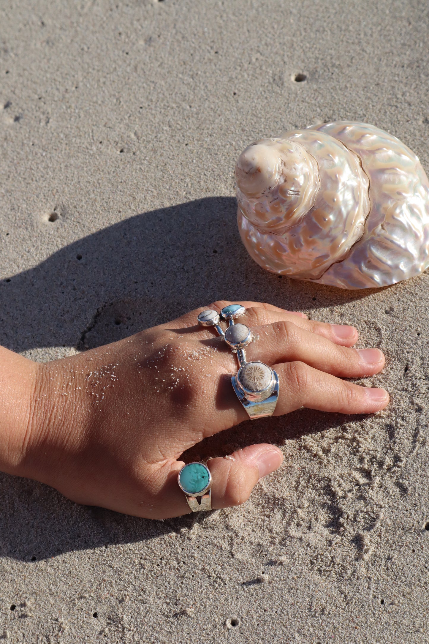 Round Turquoise Ring SIZE Q 1/2 - 8 1/2