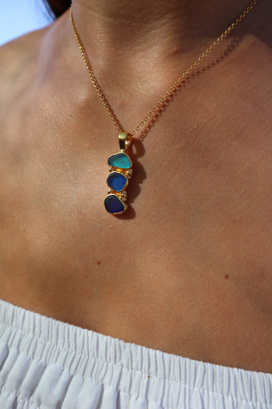 Triple Seaglass Pendant