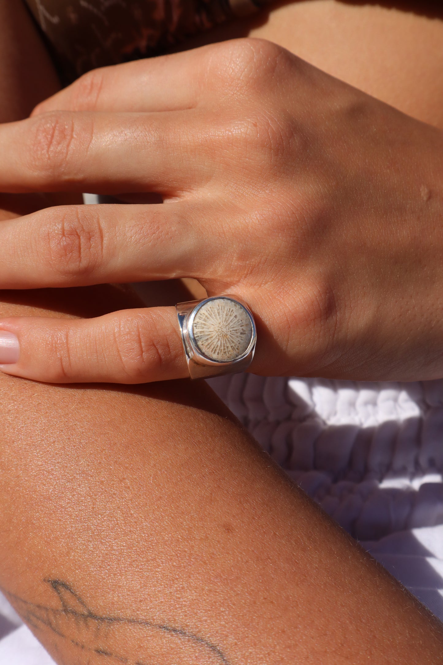 Coral Signet Ring SIZE K 1/2 - 5 1/2