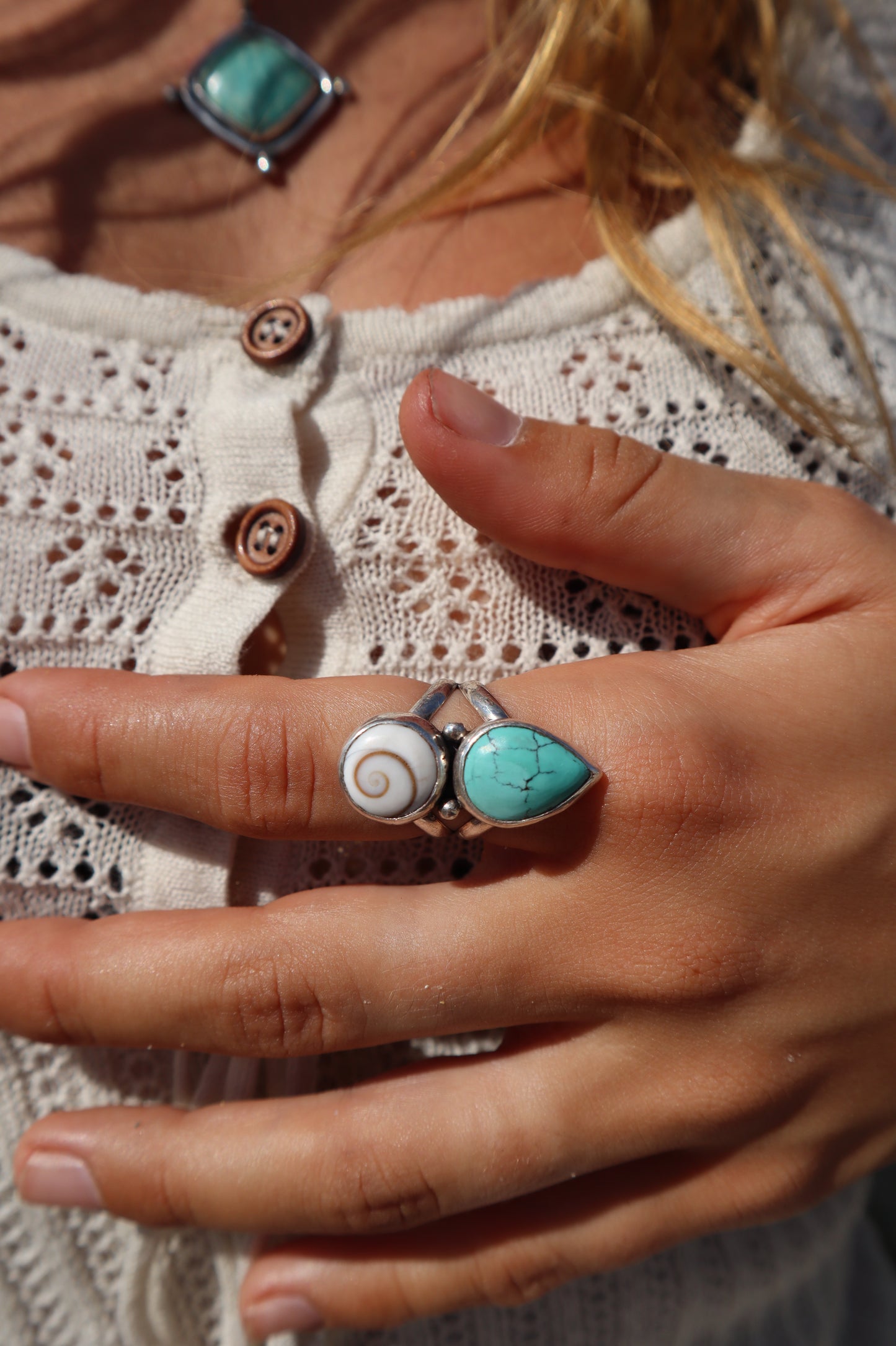 Operculum x Turquoise Ring SIZE N 1/2 - 7