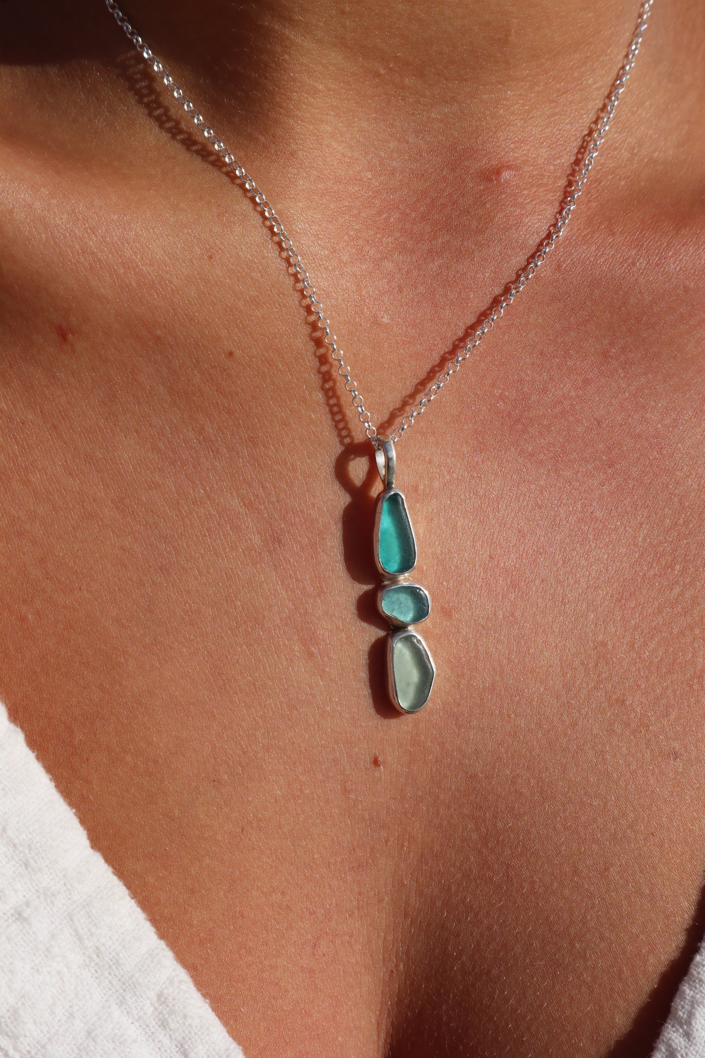 Triple Seaglass Pendant