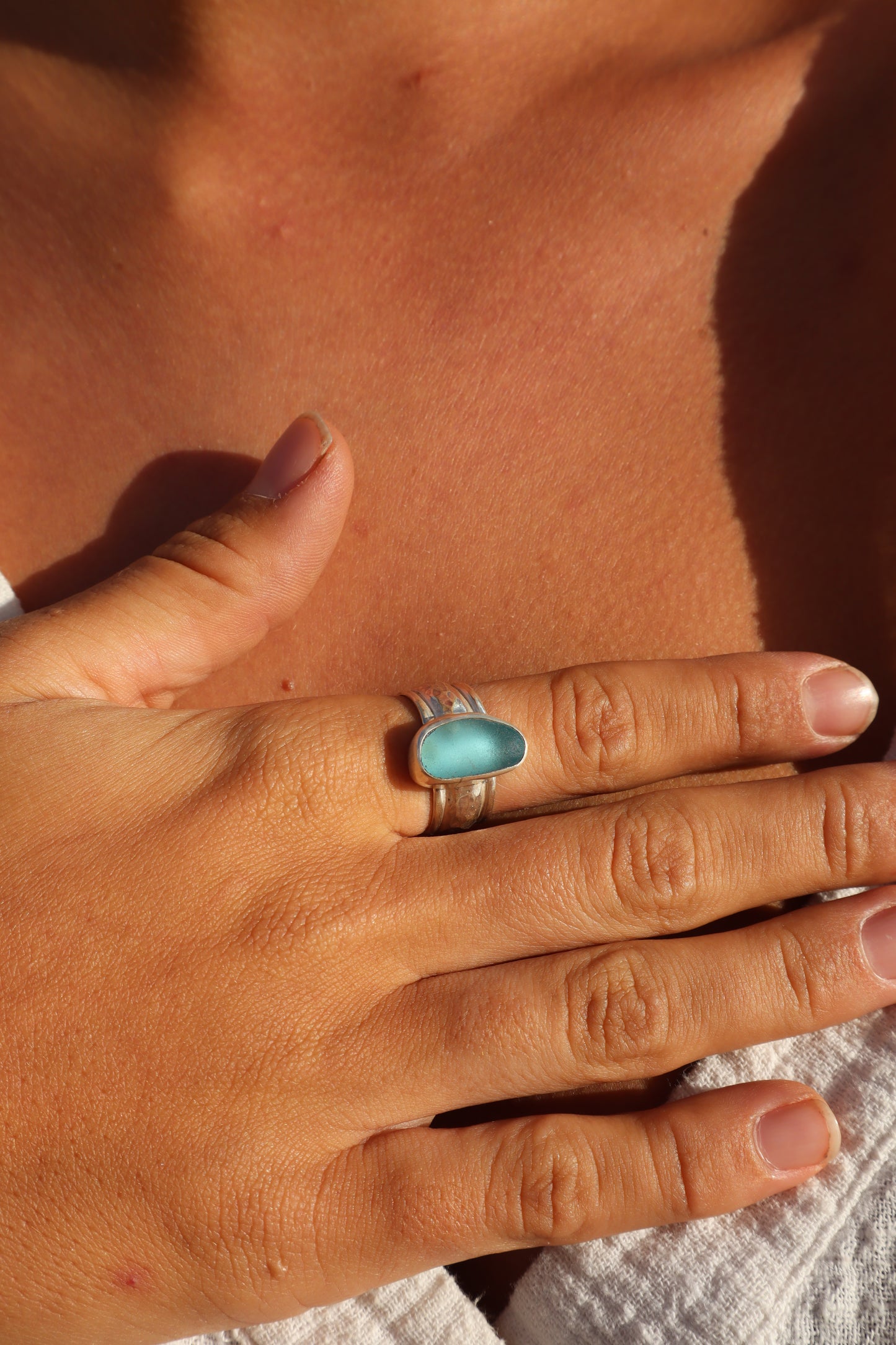 Chunky Seaglass Ring SIZE S - 9 1/4