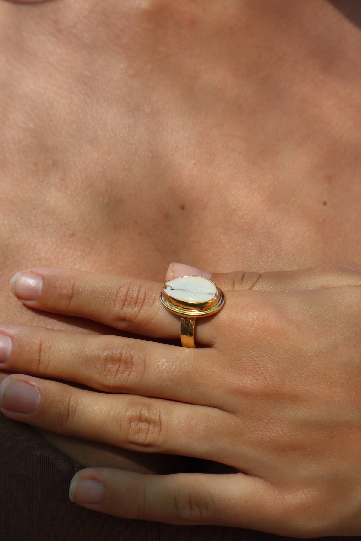 Textured Cowrie Ring