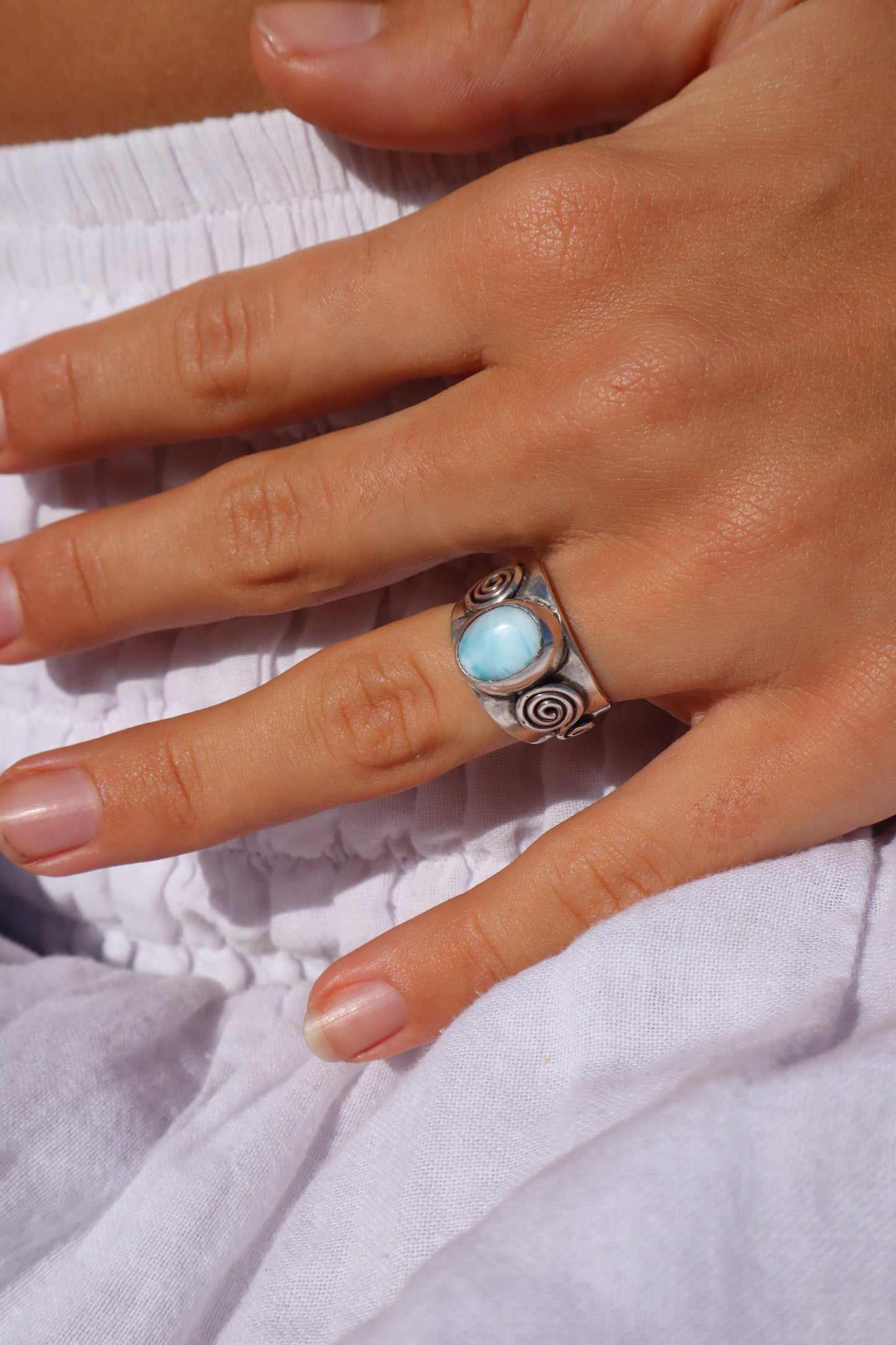 Larimar Swirl Ring SIZE L 1/2 - 6