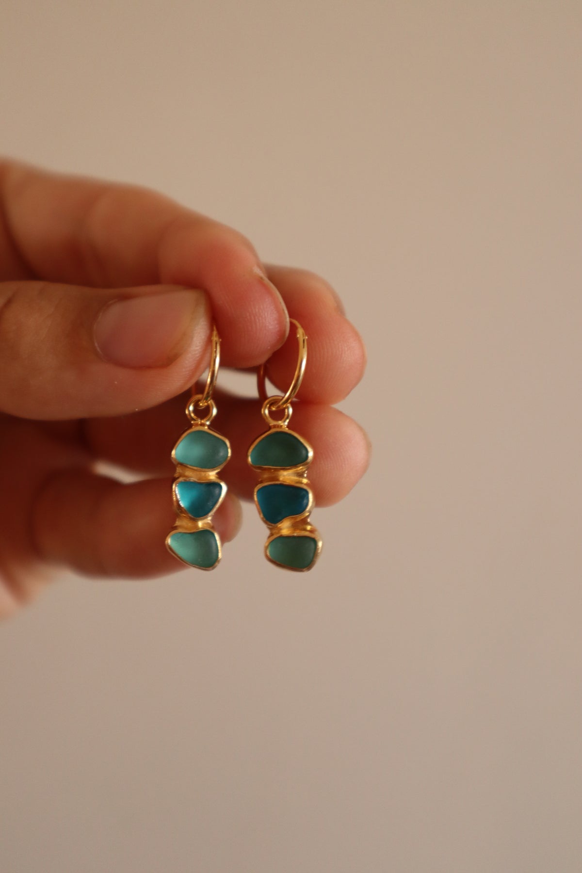 Triple Seaglass Earrings