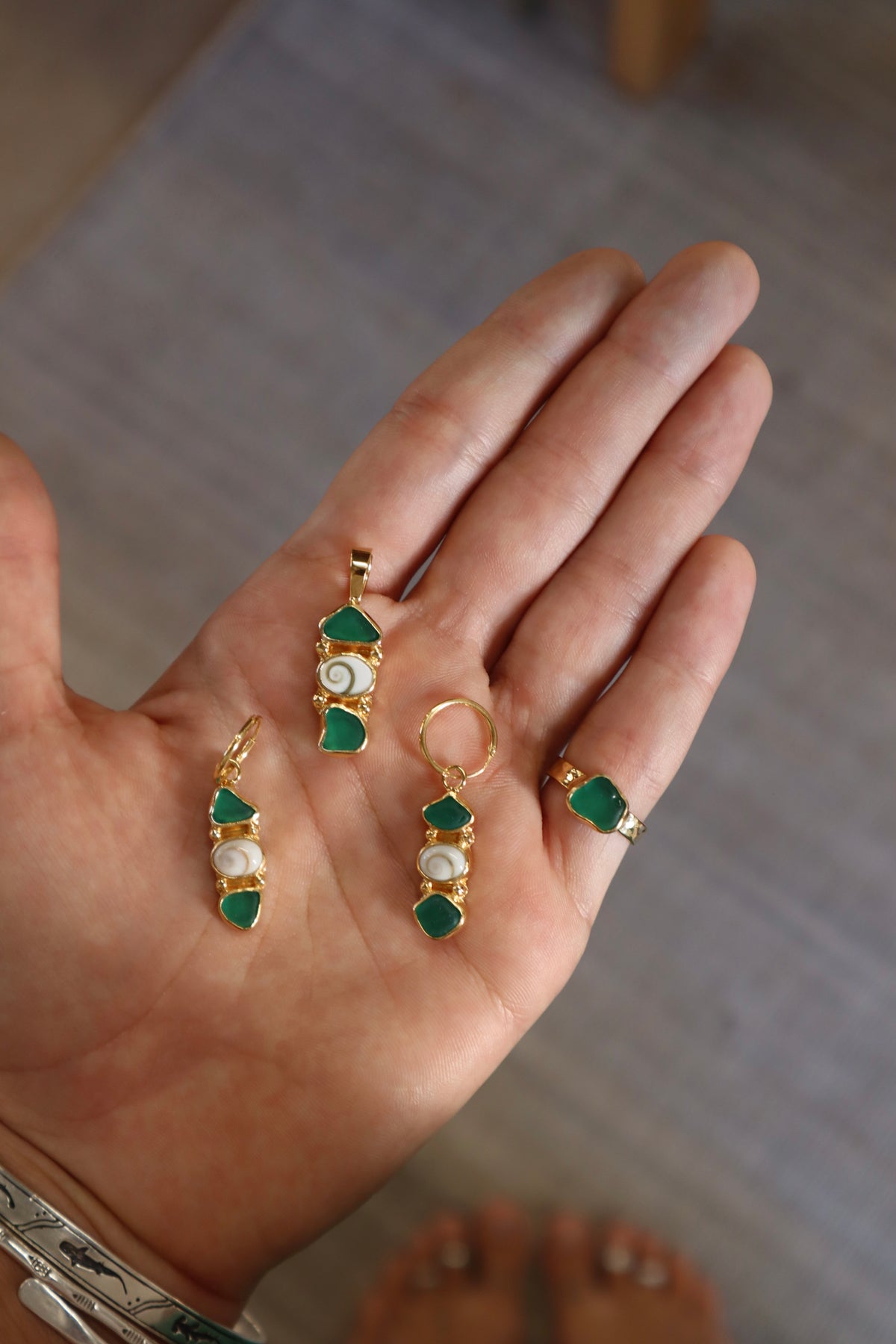 Teal Sea Glass Ring SIZE 6