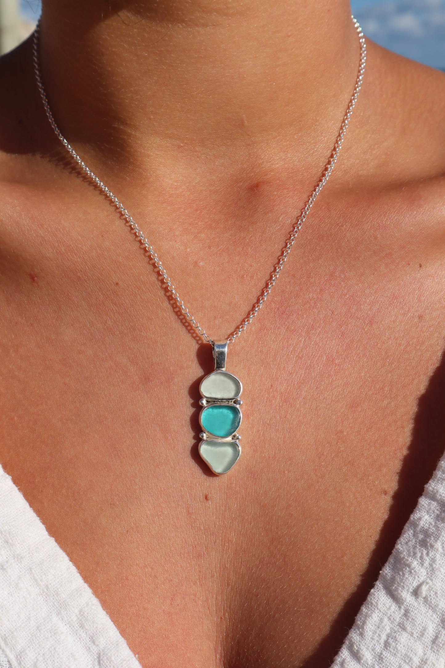 Triple Seaglass Pendant
