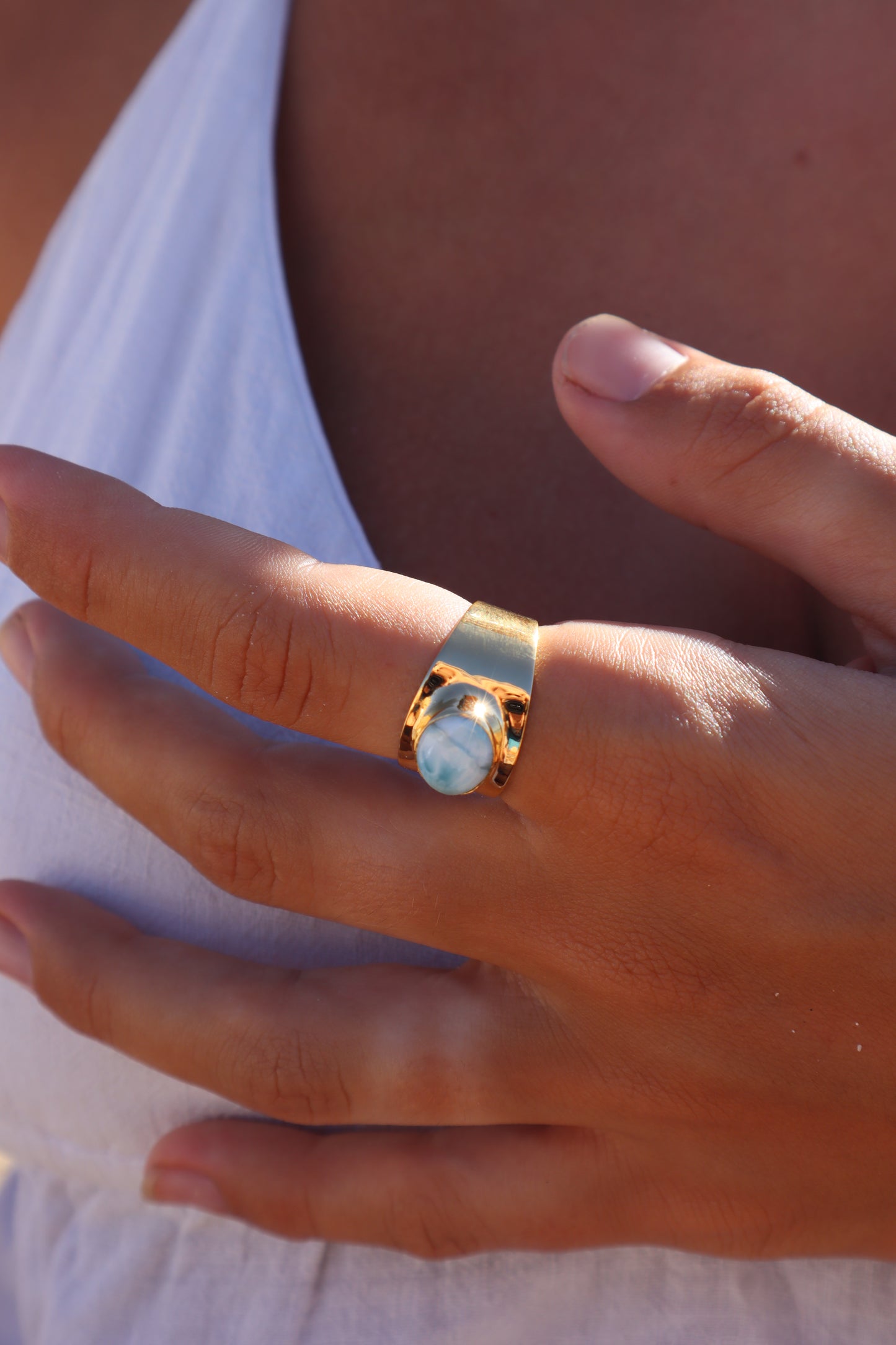 Larimar Signet Ring SIZE 8.5