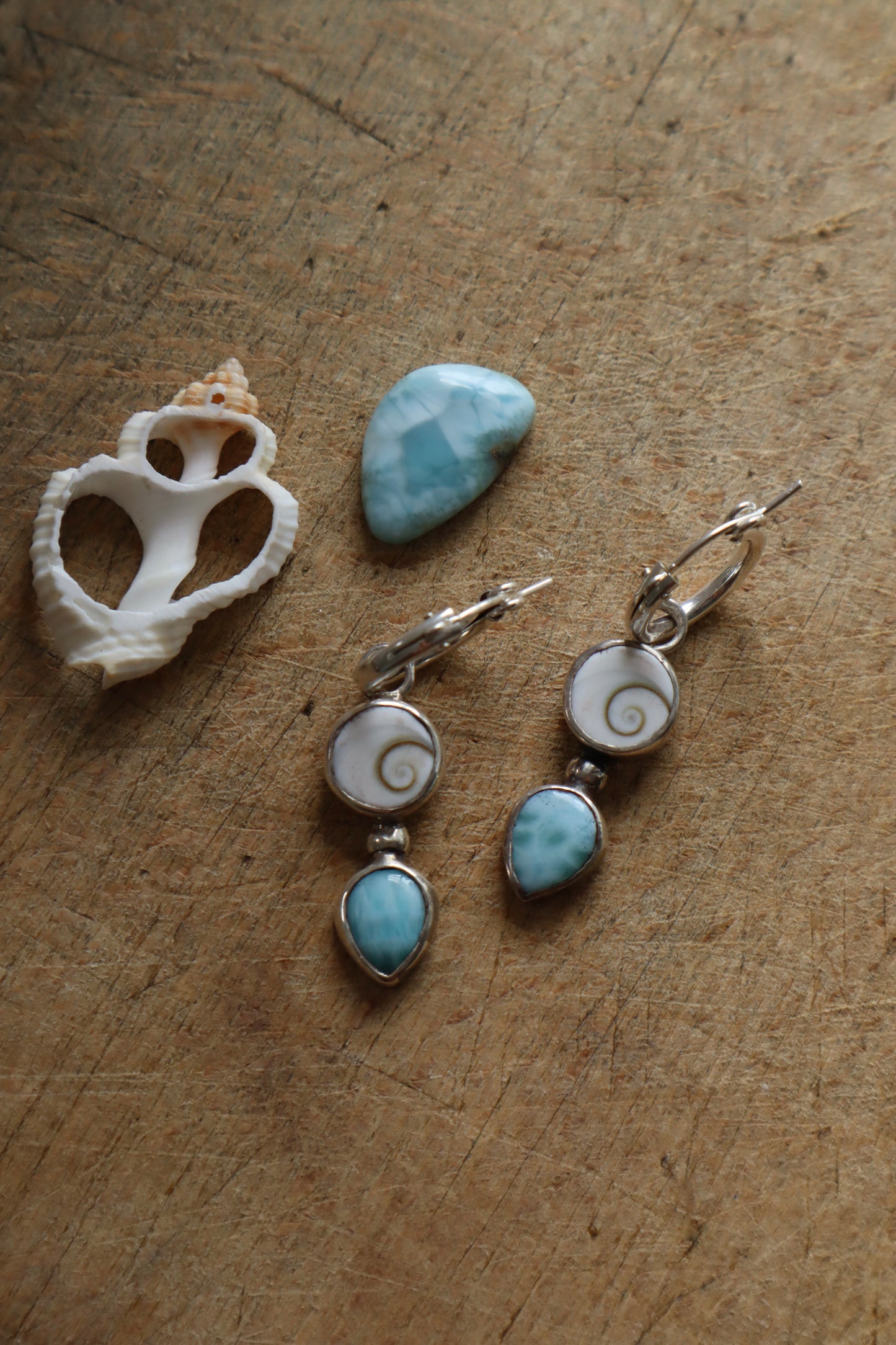 Larimar x Operculum Earrings