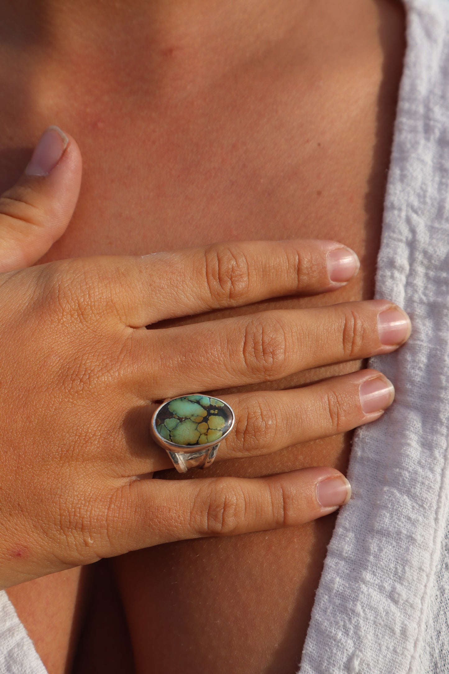 Chunky Turquoise Ring SIZE O - 7 1/4