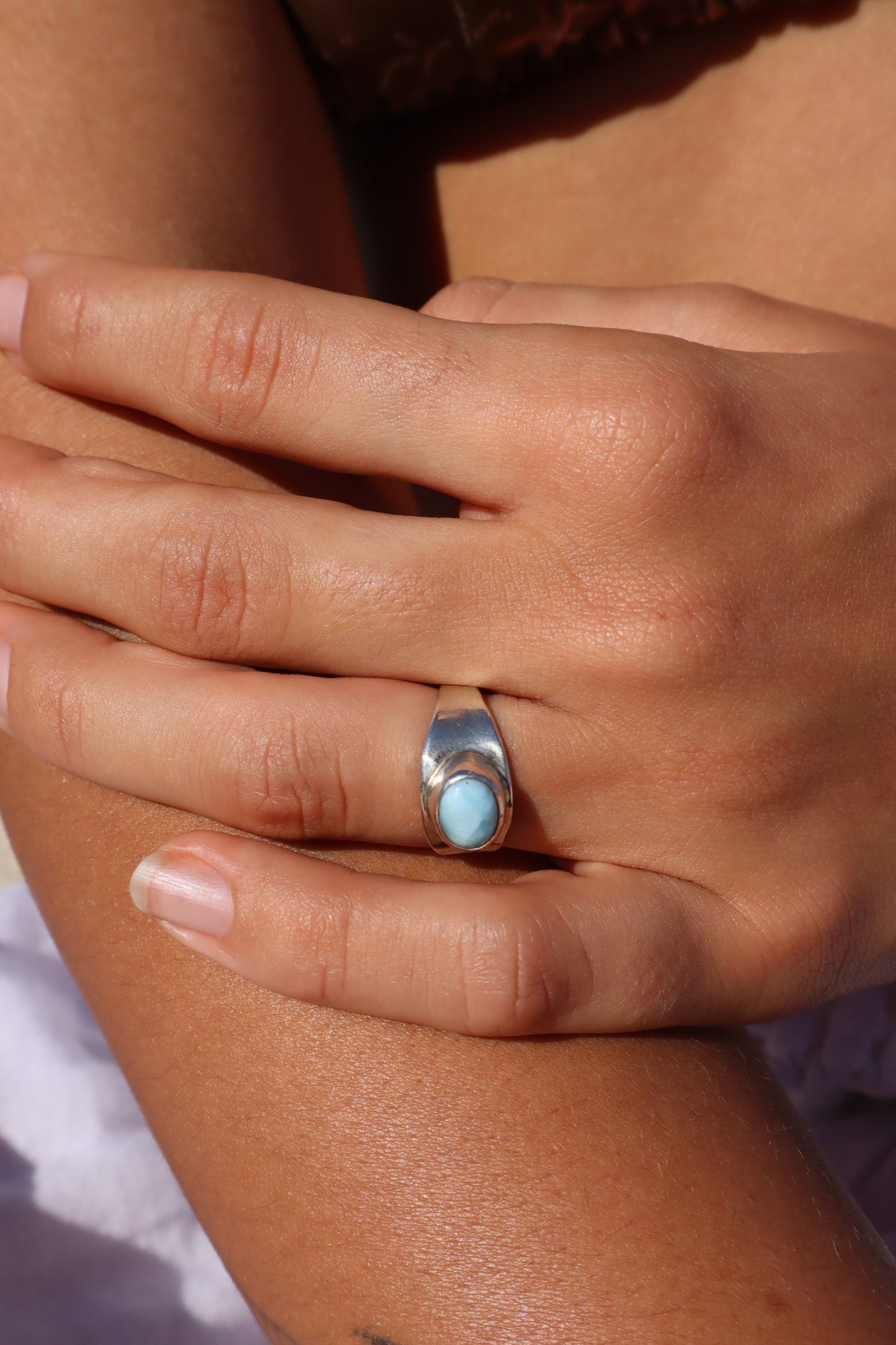 Larimar Signet Ring SIZE M - 6 1/4