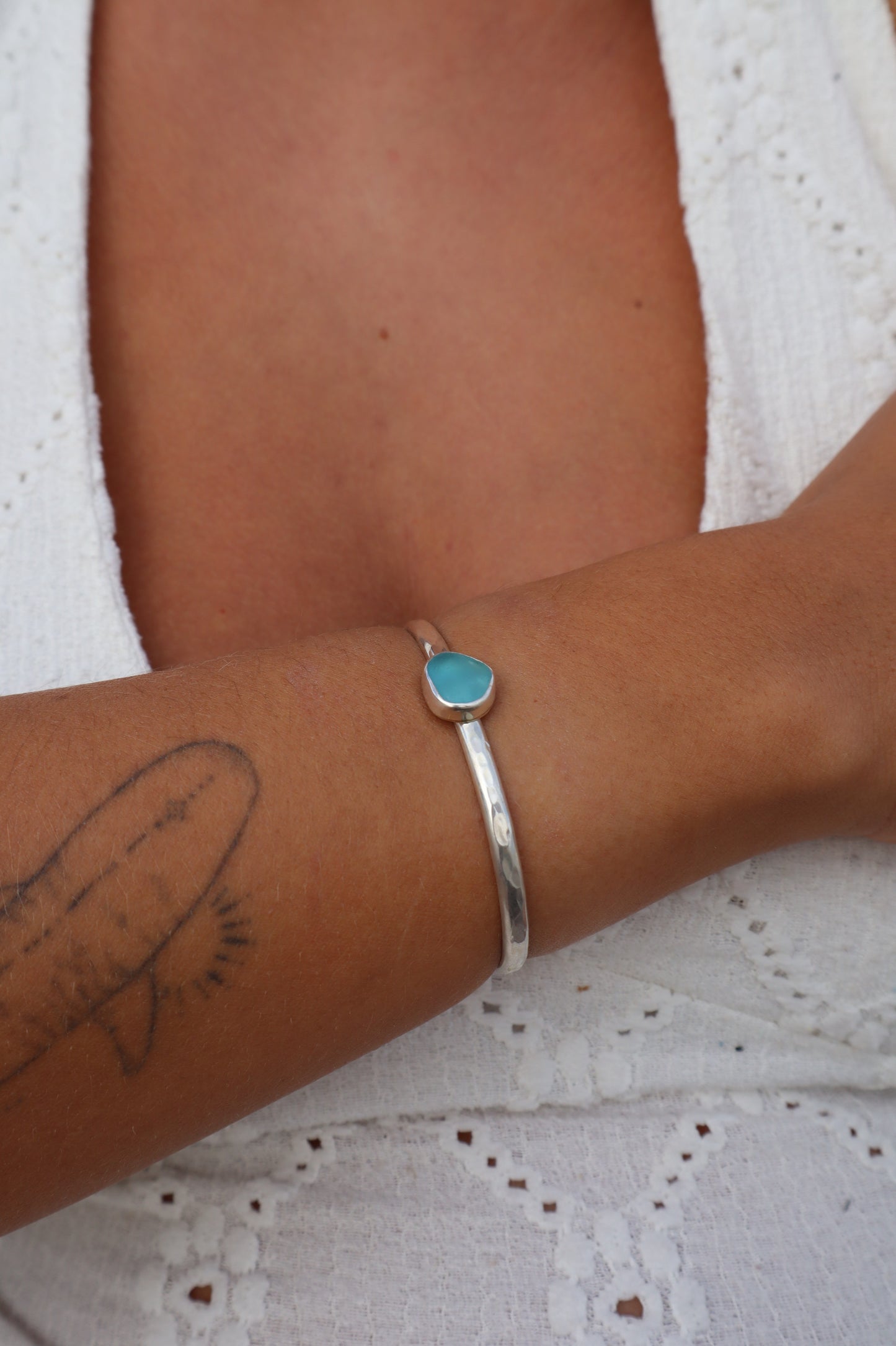 Blue Sea Glass Wanderer Cuff