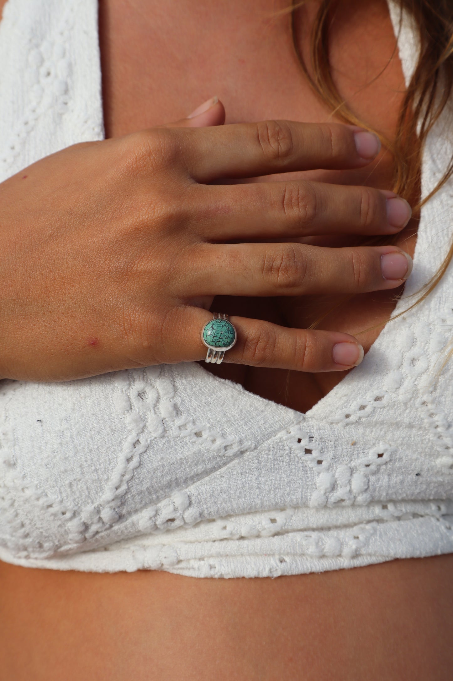 Green Turquoise Ring SIZE K - 5 1/4
