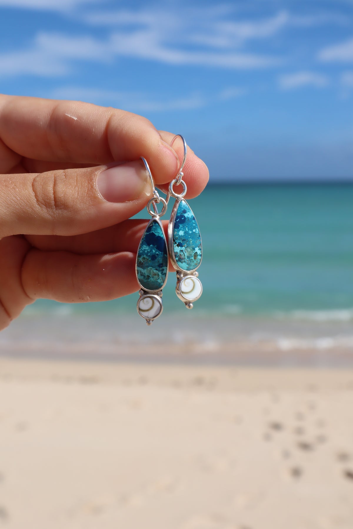 Shattuckite x Operculum Earrings