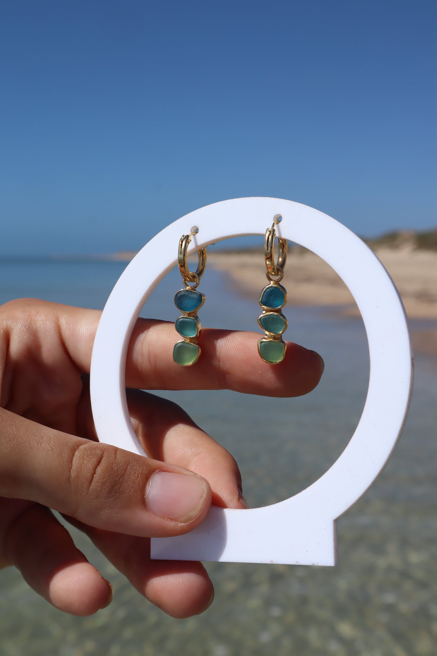 Triple Seaglass Earrings