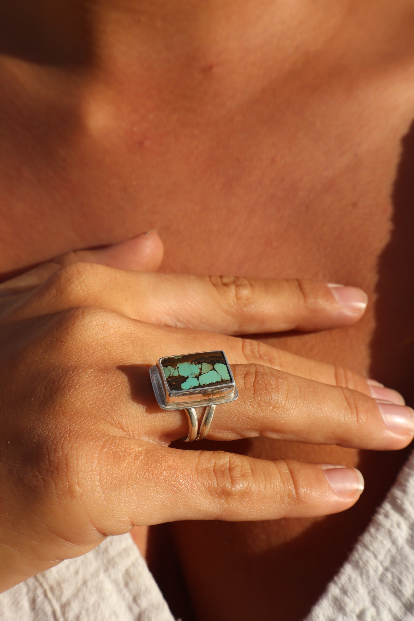 Turquoise Ring SIZE N - 6 3/4