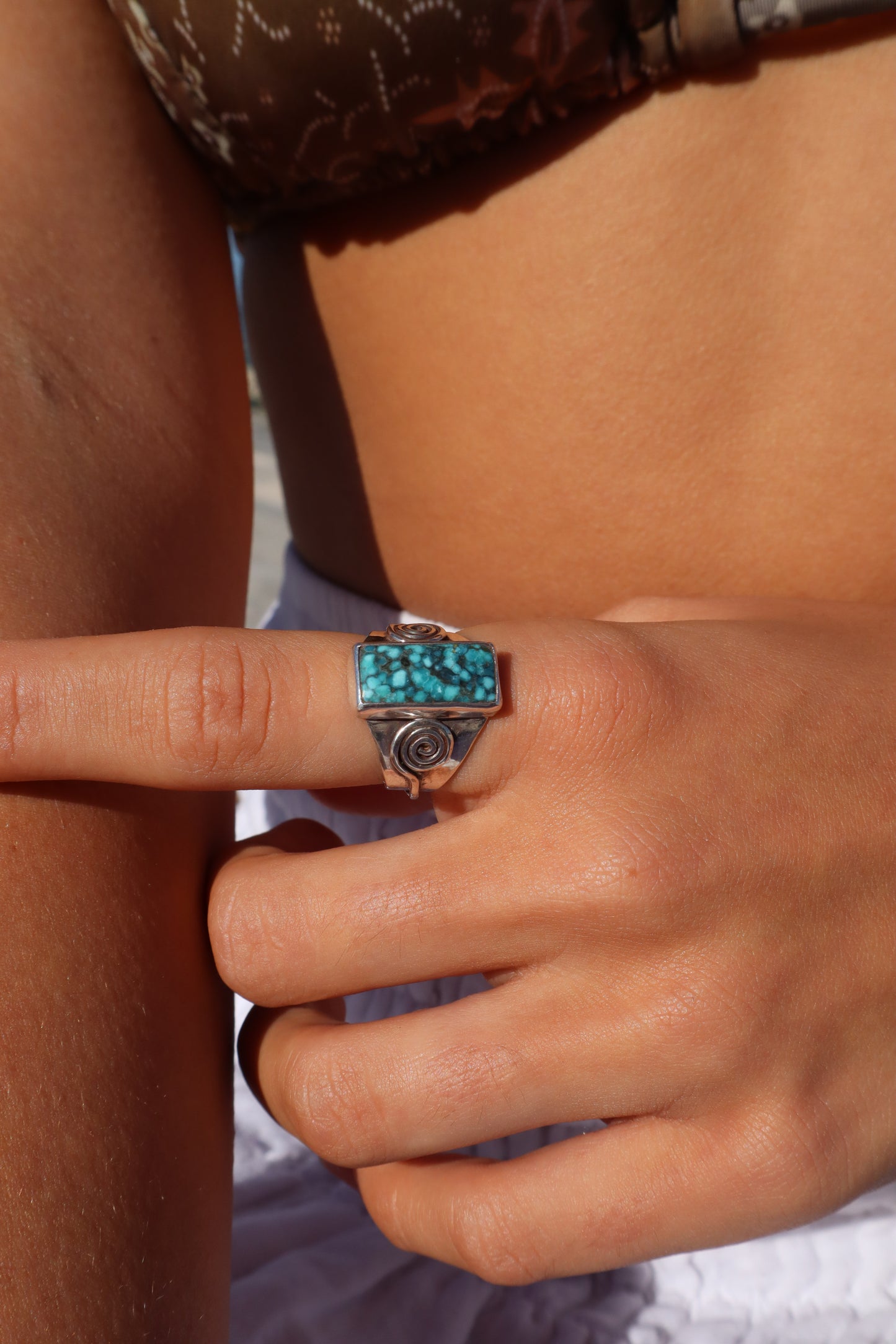 Turquoise Swirl Ring SIZE 0 1/2 - 7 3/4