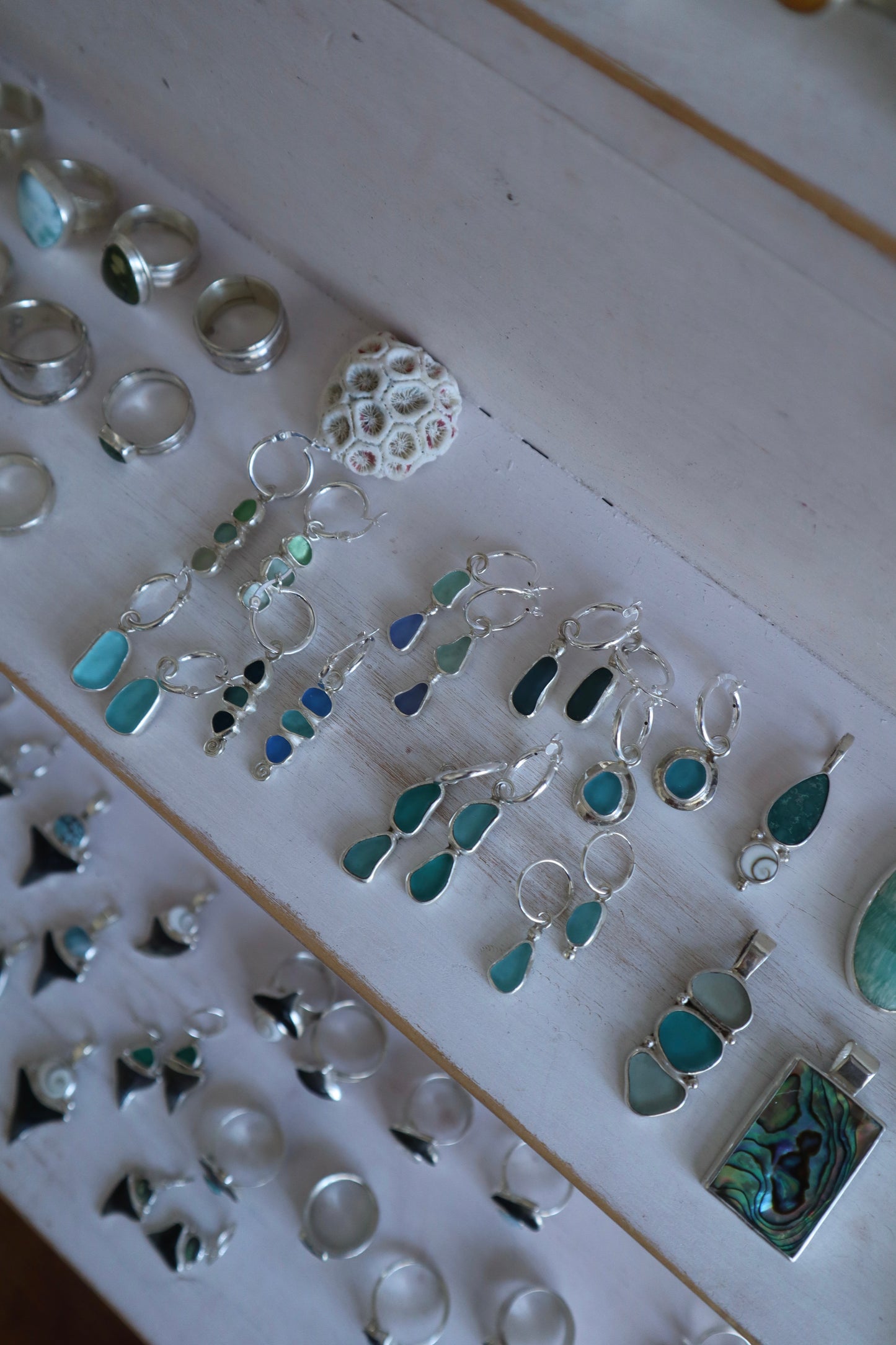 Double Seaglass Hoops