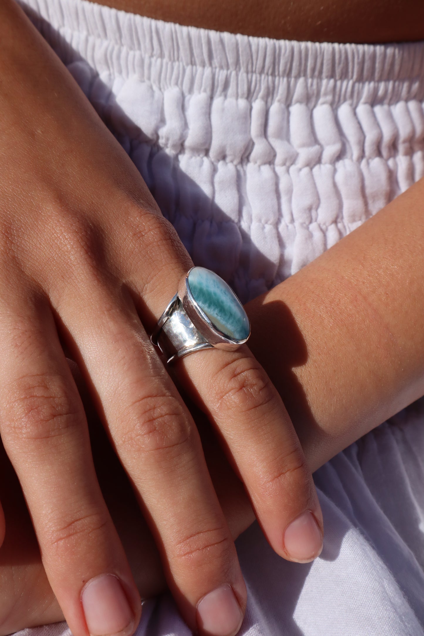 Chunky Larimar Ring SIZE P 1/2 - 8