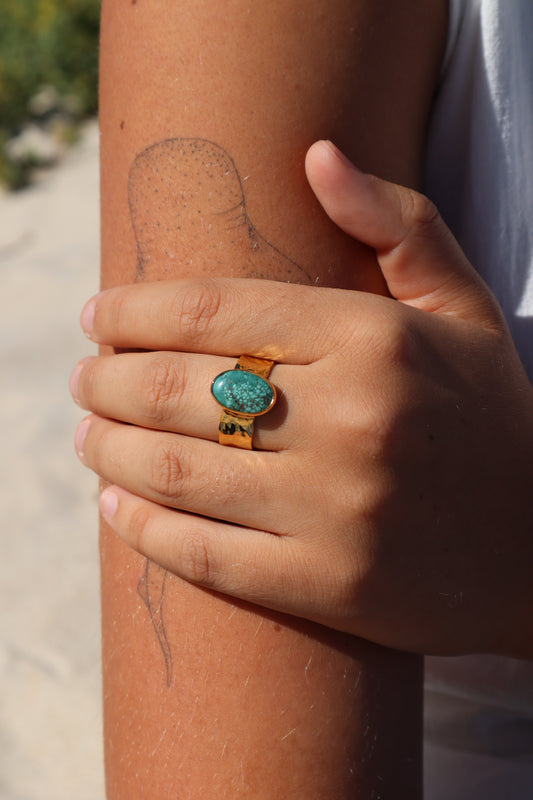 Textured Turquoise Ring SIZE 10 - T 1/2
