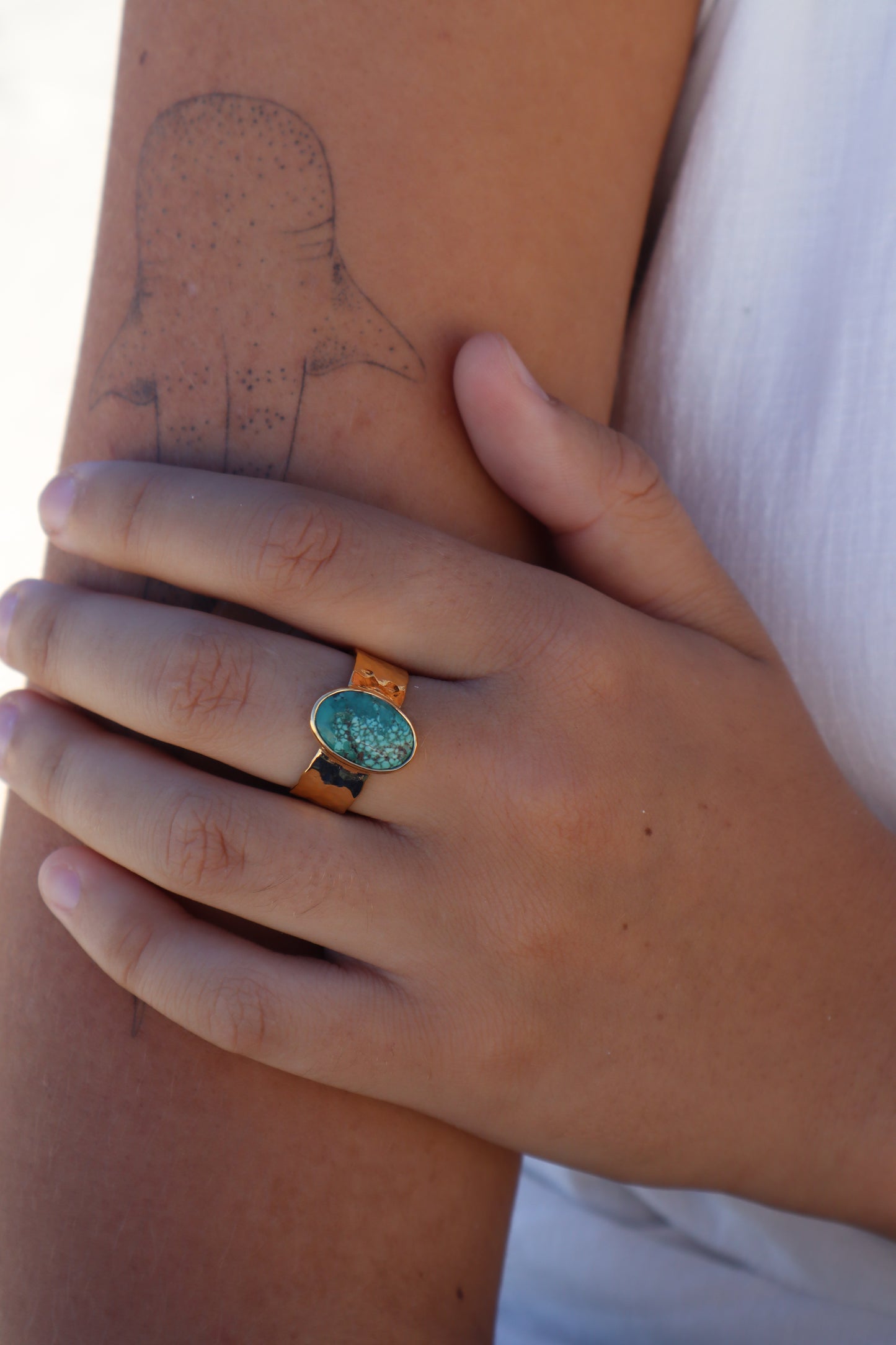 Textured Turquoise Ring SIZE 10 - T 1/2