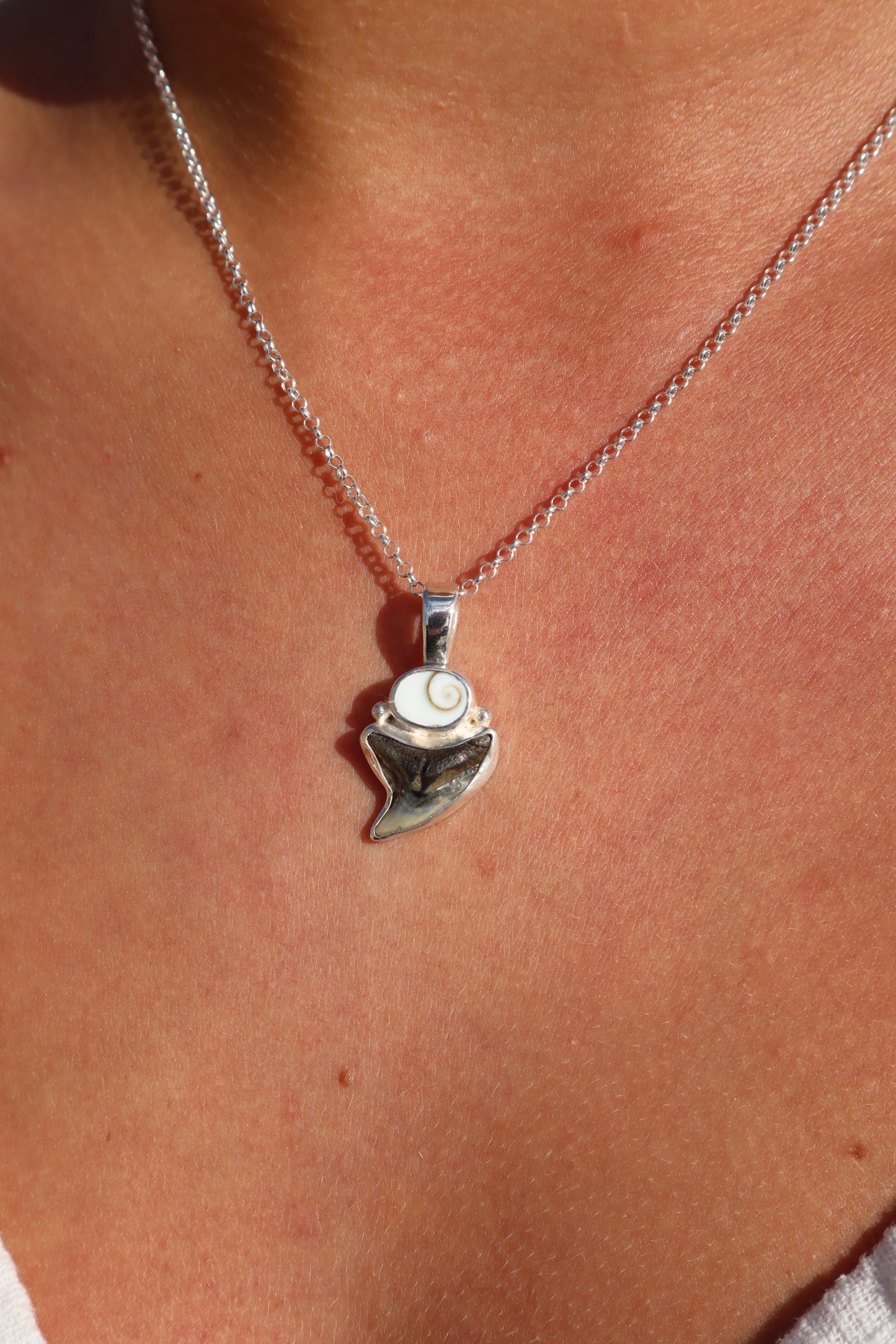 Operculum x Fossilised Shark Tooth Pendant