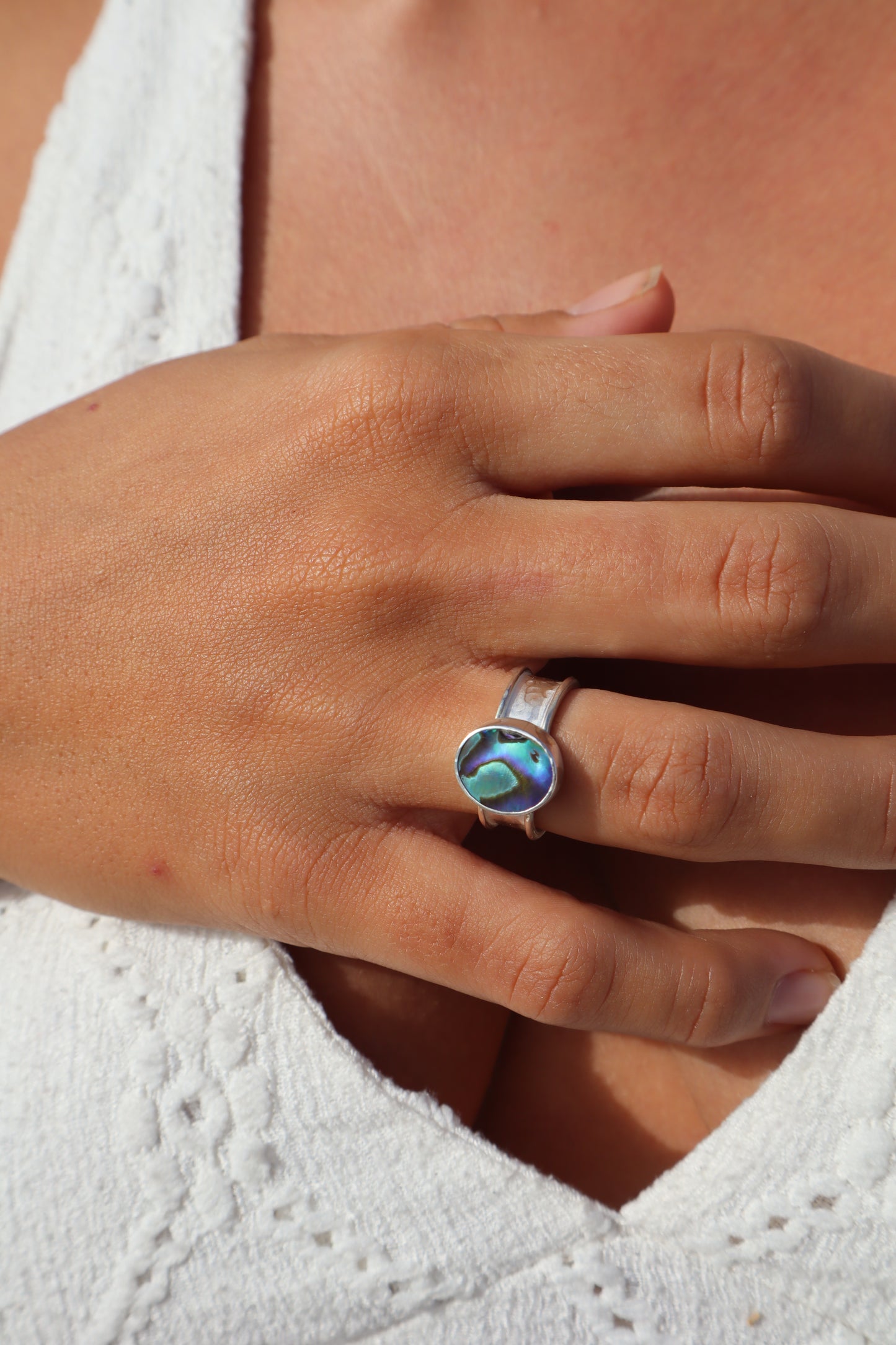 Abalone Ring SIZE N - 6 3/4