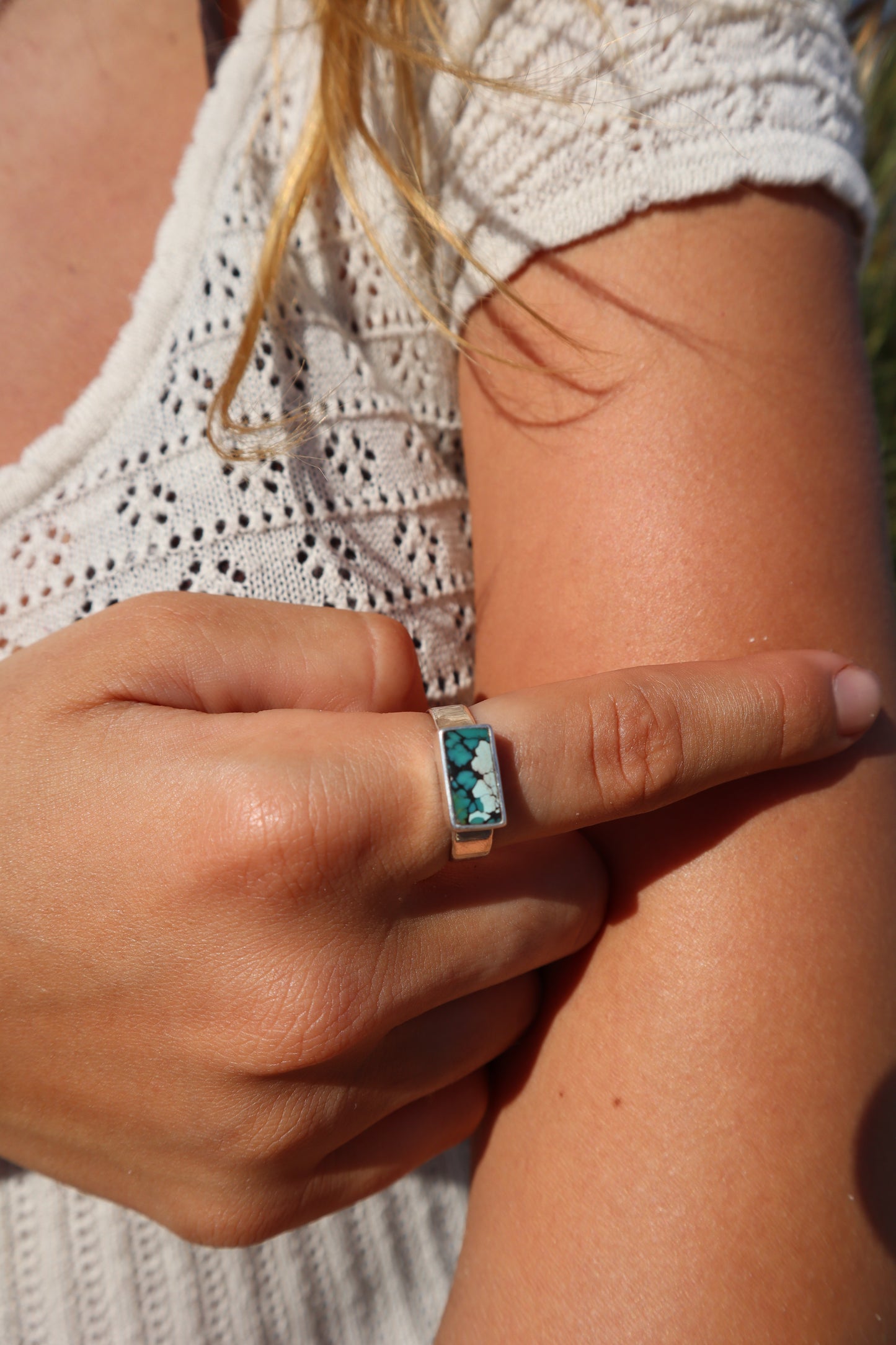 Horizontal Turquoise Ring SIZE S - 9 1/4