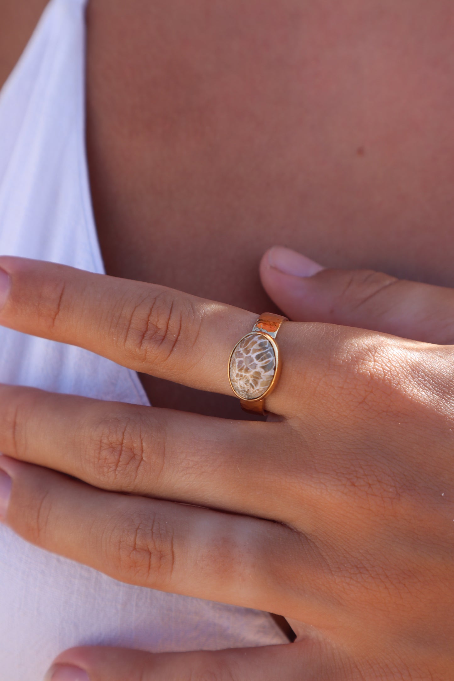 Fossilised Coral Ring SIZE 10