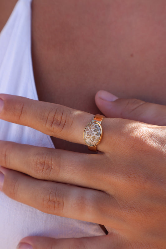 Fossilised Coral Ring SIZE 10