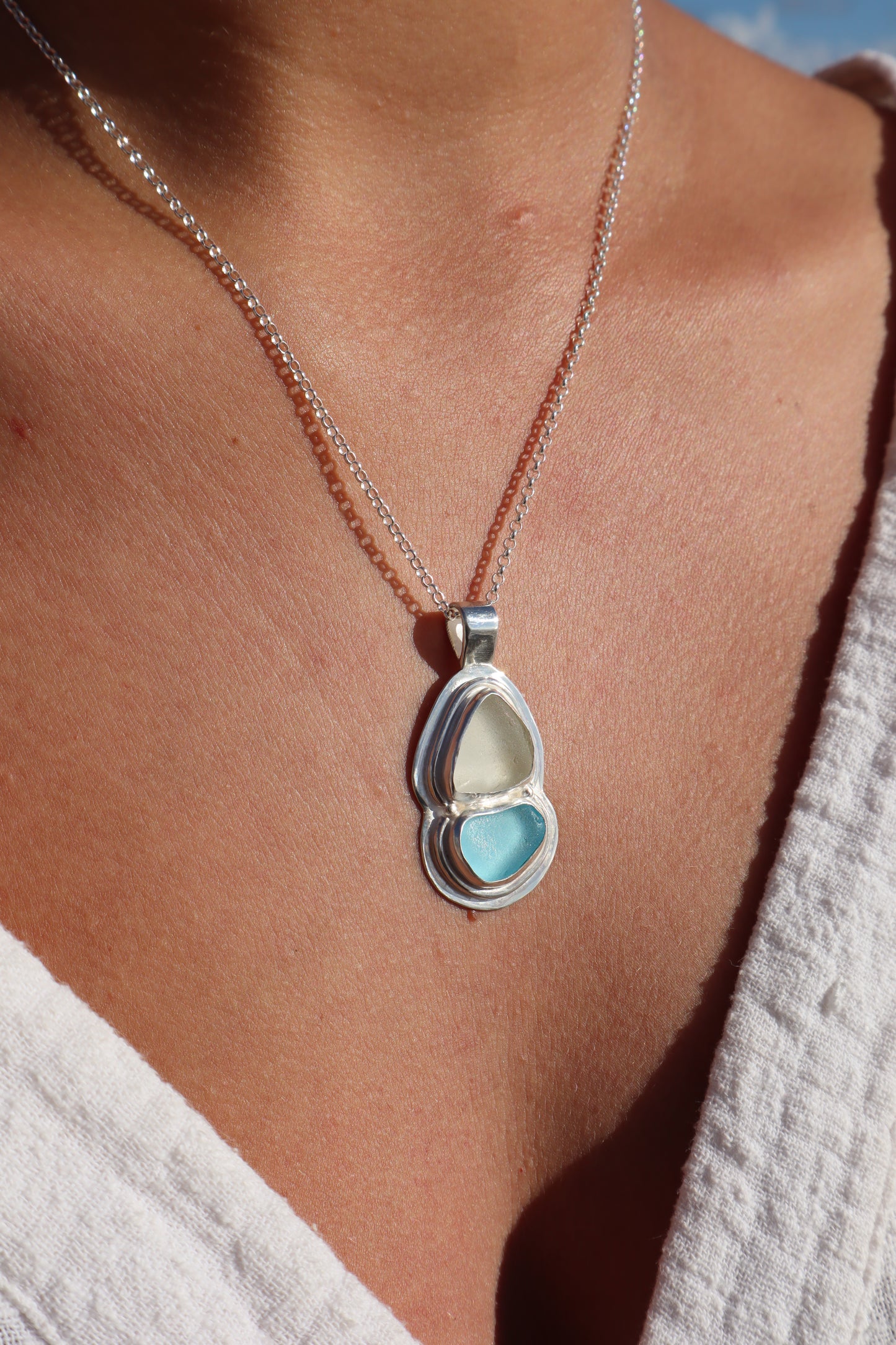 Double Sea Glass Pendant